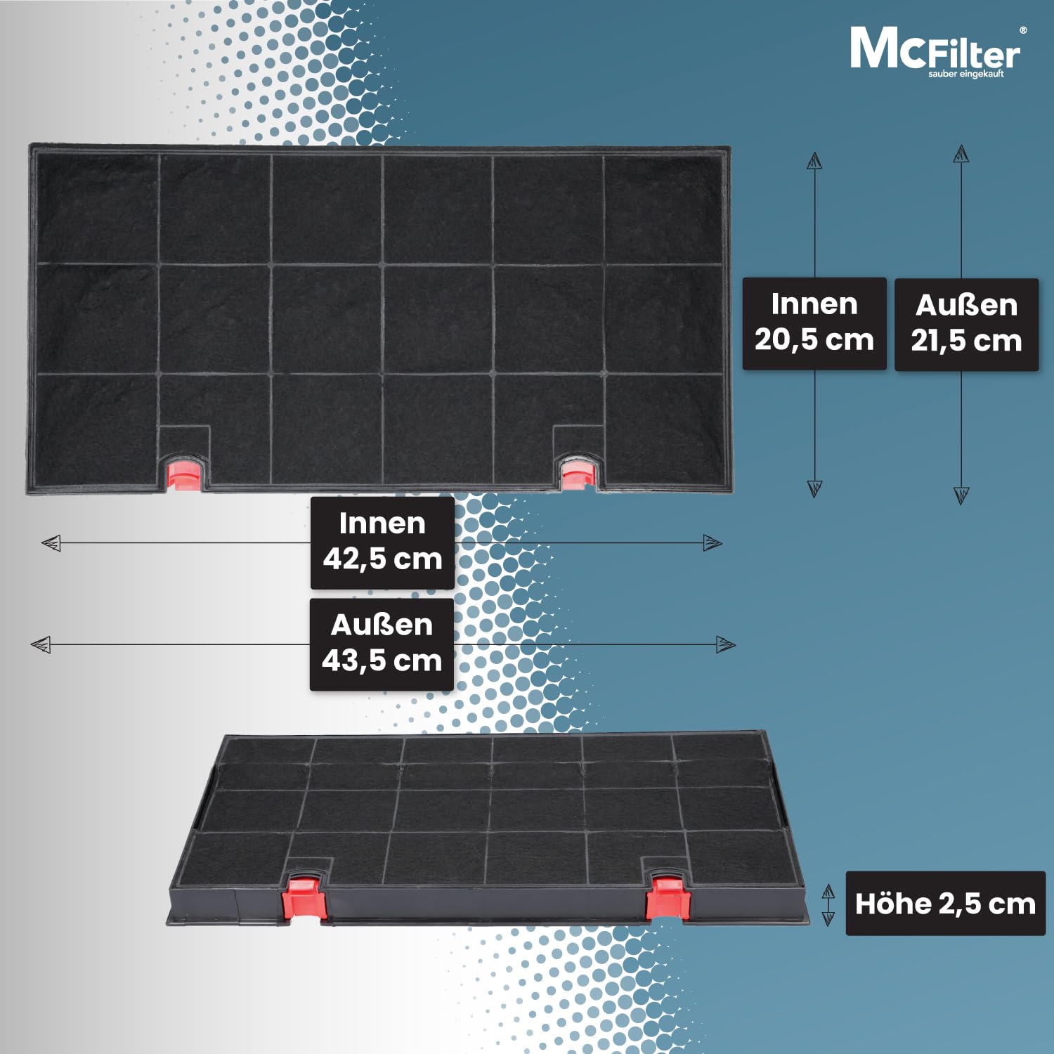 McFilter I 2x Aktivkohlefilter Dunstabzugshaube kompatibel mit Kohlefilter AEG Electrolux 902979366-9, Bauknecht DKF24, Zanussi KLF60/80 Typ150, Siemens LZ33900, Neff Z5147X0 - Filter für Abzugshaube