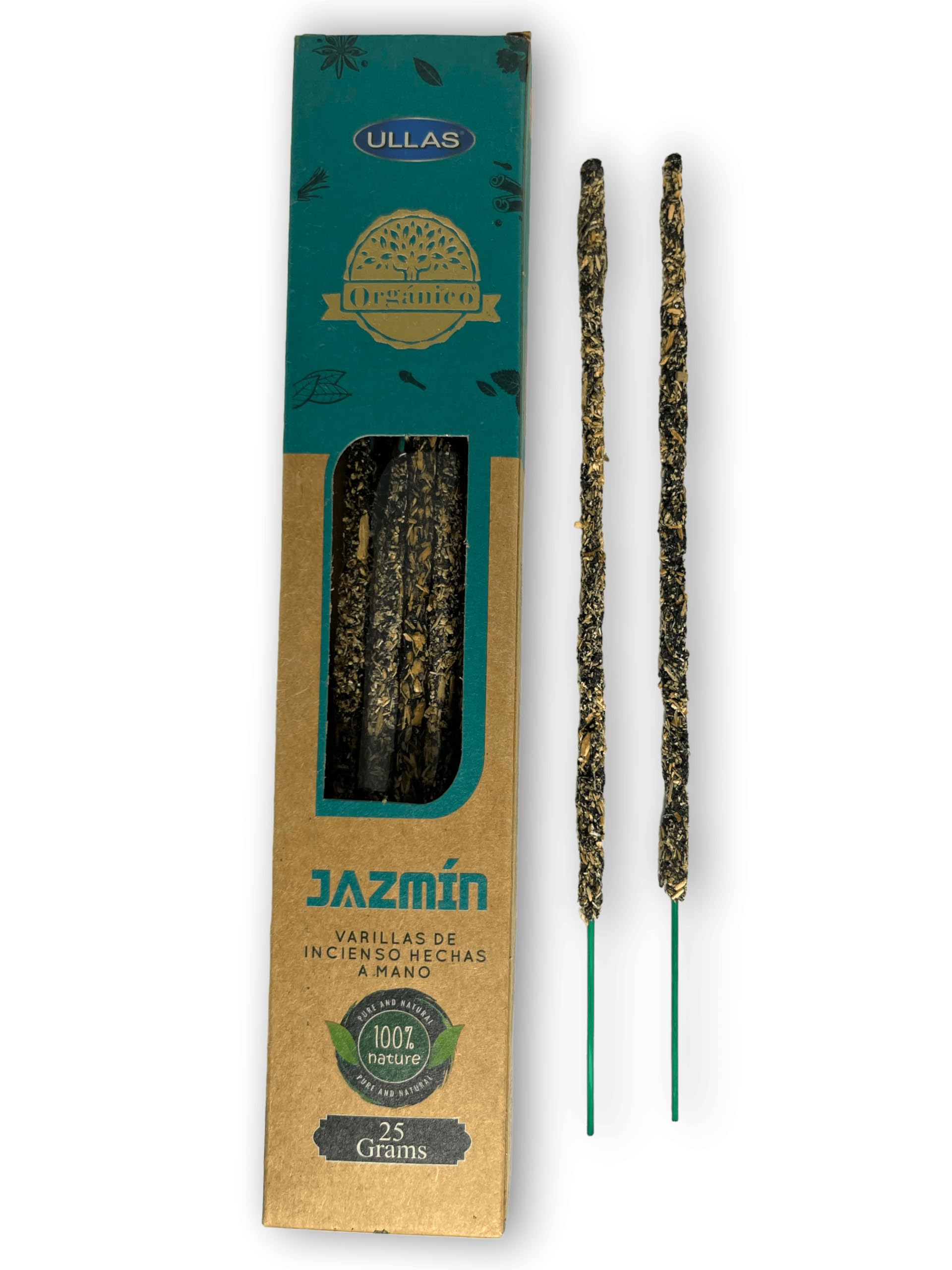 ULLAS Organic Incense Stick Handmade 25 g Made in India 100% Natural 1 Box (Jasmine)