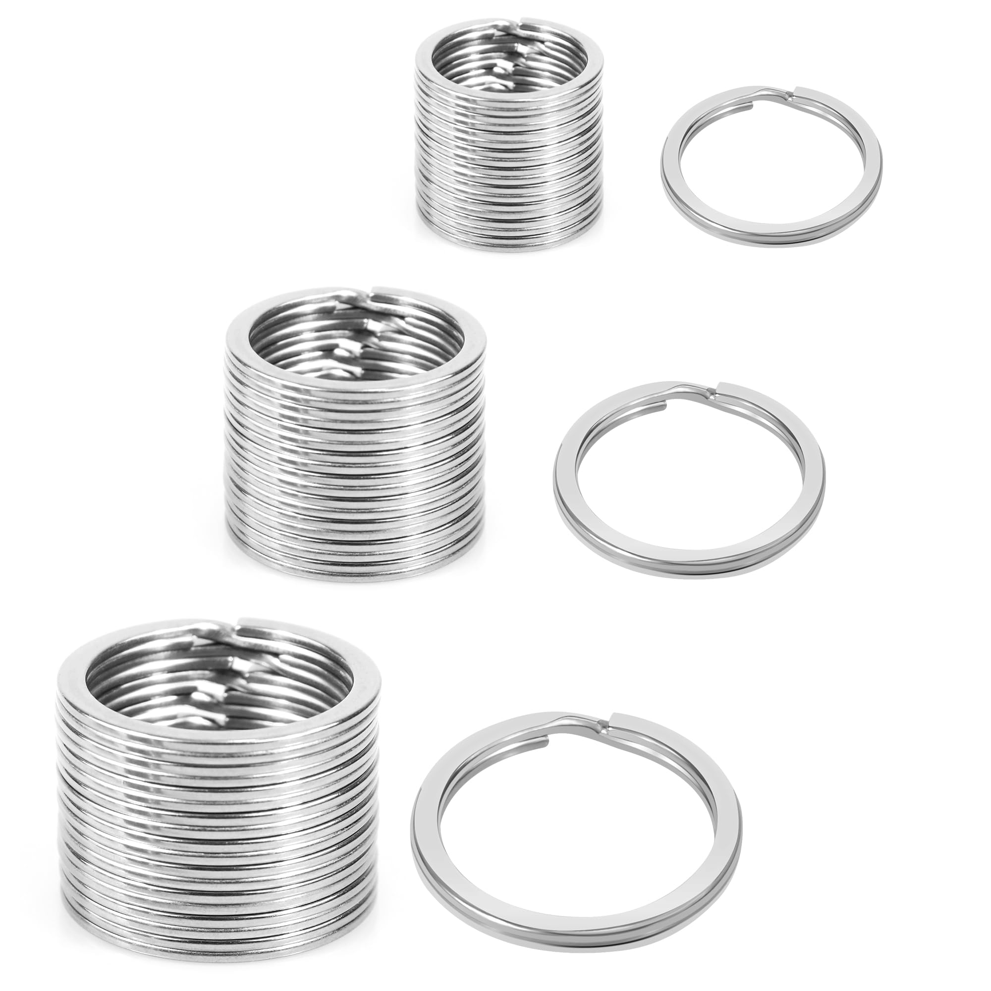 30PCS Porte-Clés en Acier Inoxydable, 20/25/30mm, Métal Alliage Anneau Porte Clef, Anneaux de Clé Résistants pour Maison, Voiture, DIY et Accessoires