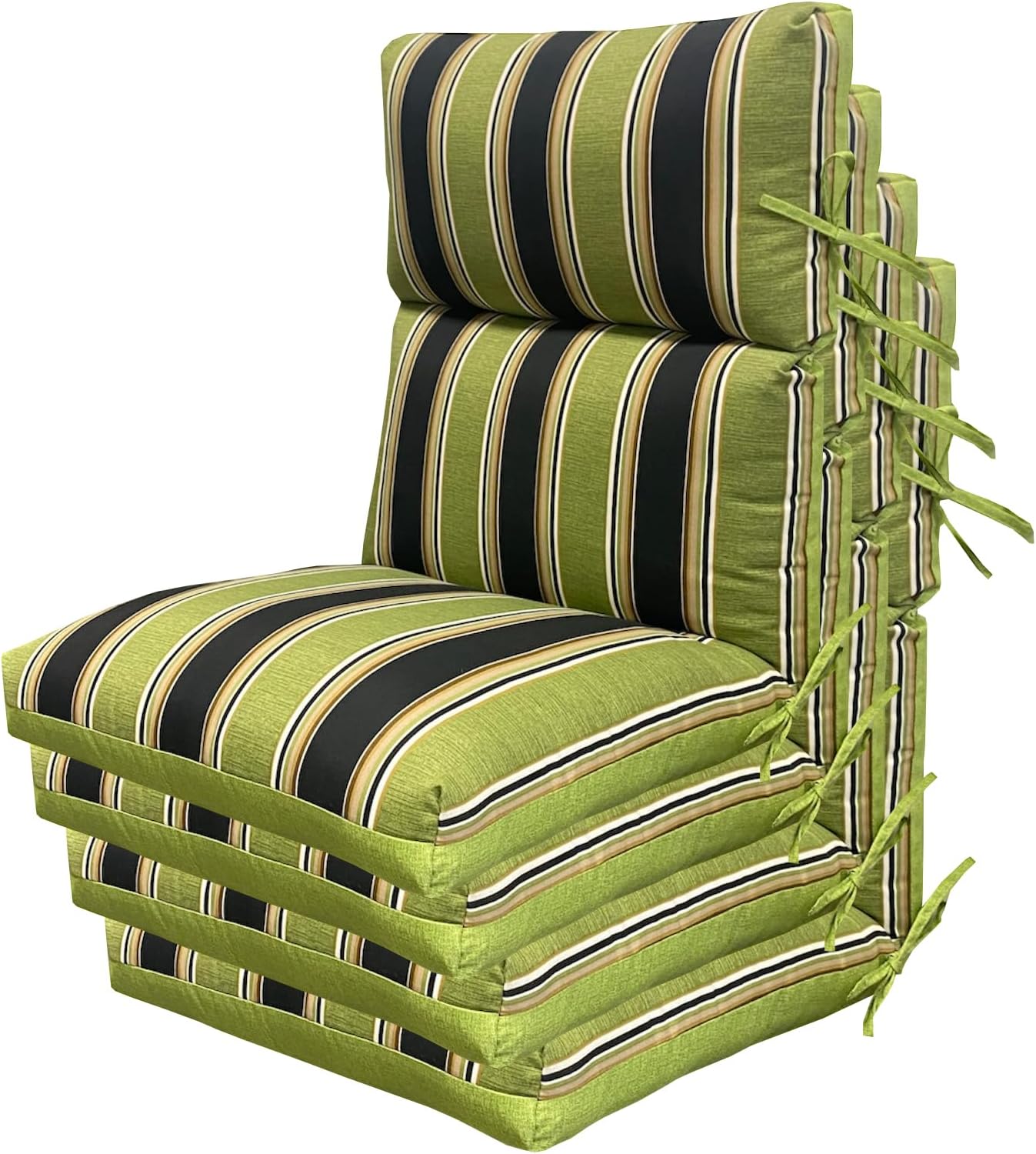 Comfort Classics (Set of 4 Outdoor Chair Cushion in Polyester 22''W x 44''L x 6''H in Woodland/Palm Reversible