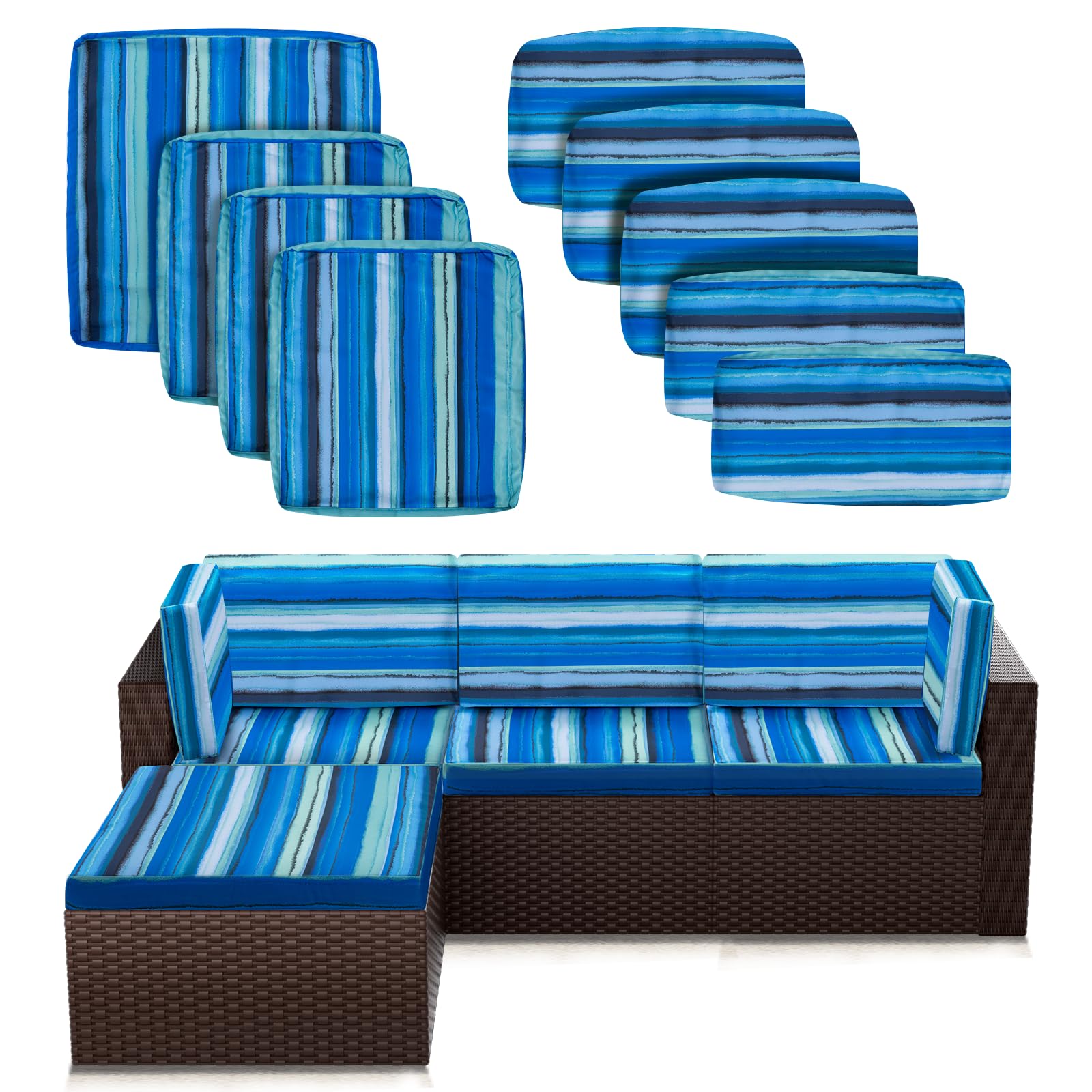 9 Pcs Patio Cushion Covers 24.5" x 24.5"Outdoor Patio