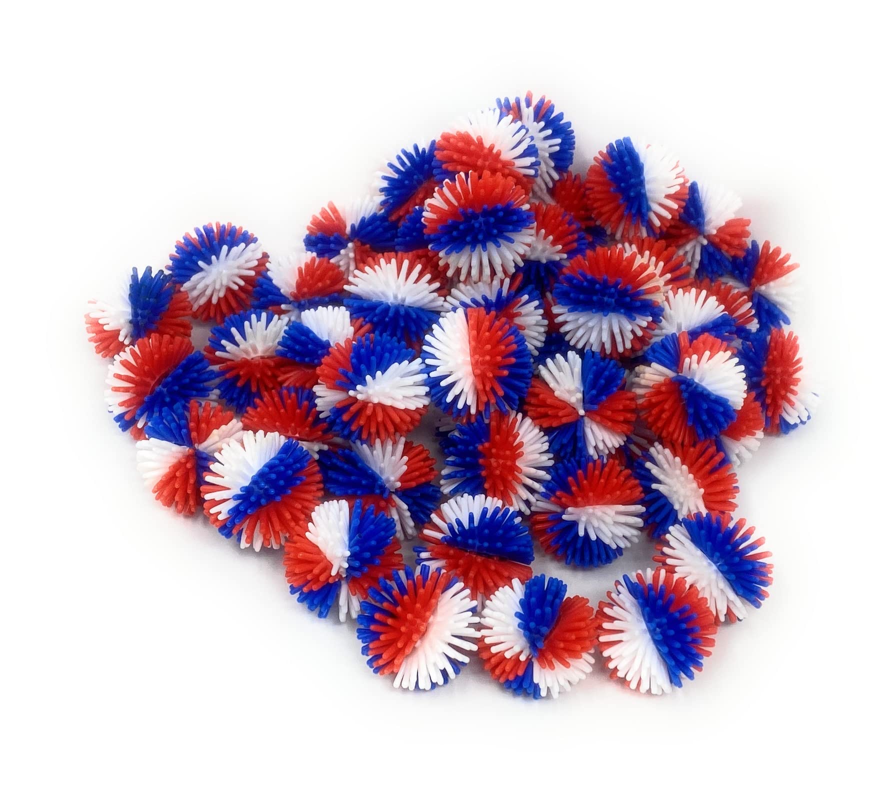 Funiverse Bulk 50 Pack Patriotic 3-Color Porcupine Ball Assortment - 1.25