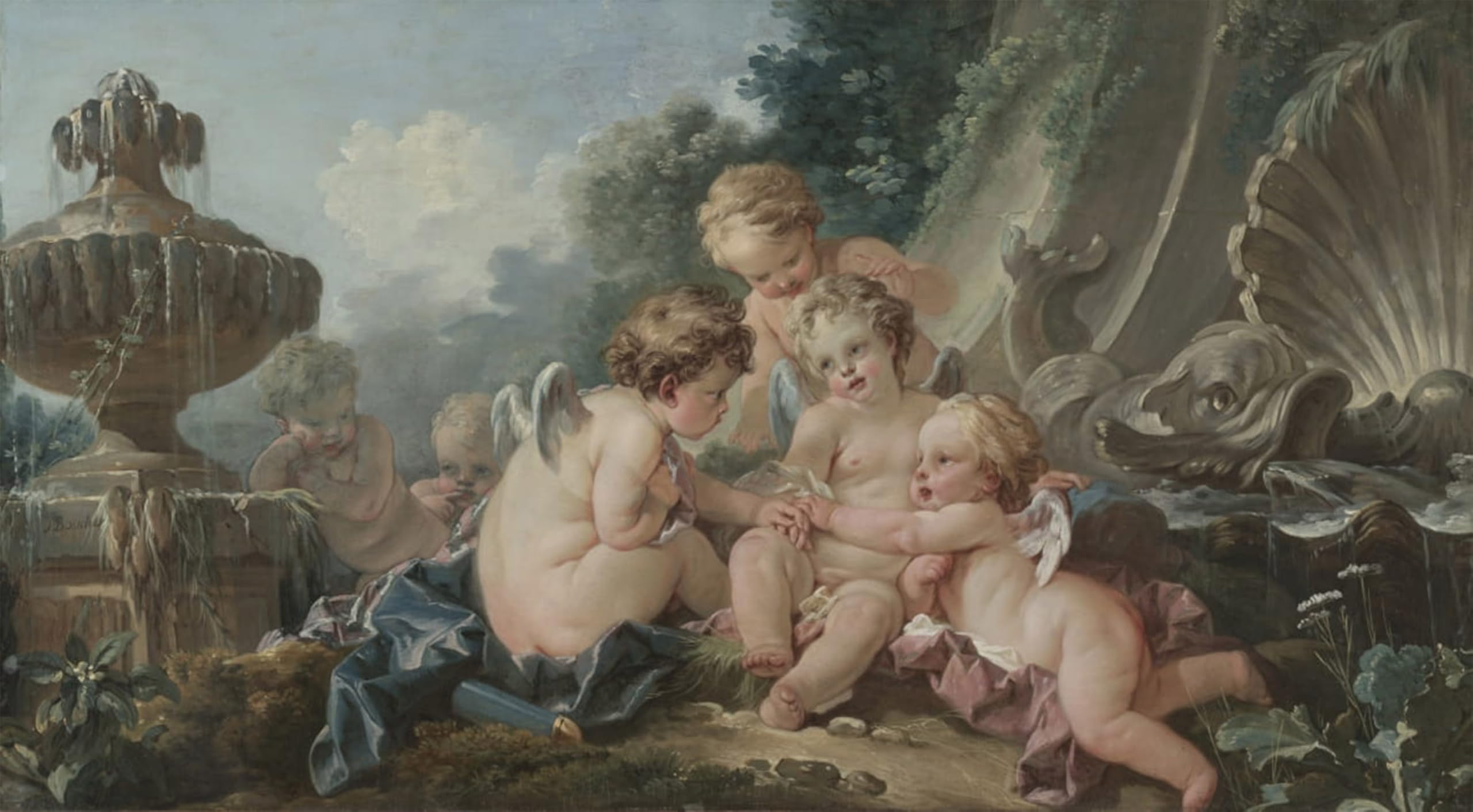 ARTXLXXBN Famous Art Print Poster Vintage Wall Art Cupids in Conspiracy by François Boucher Canvas Art Poster for Home Decor 60x90cm