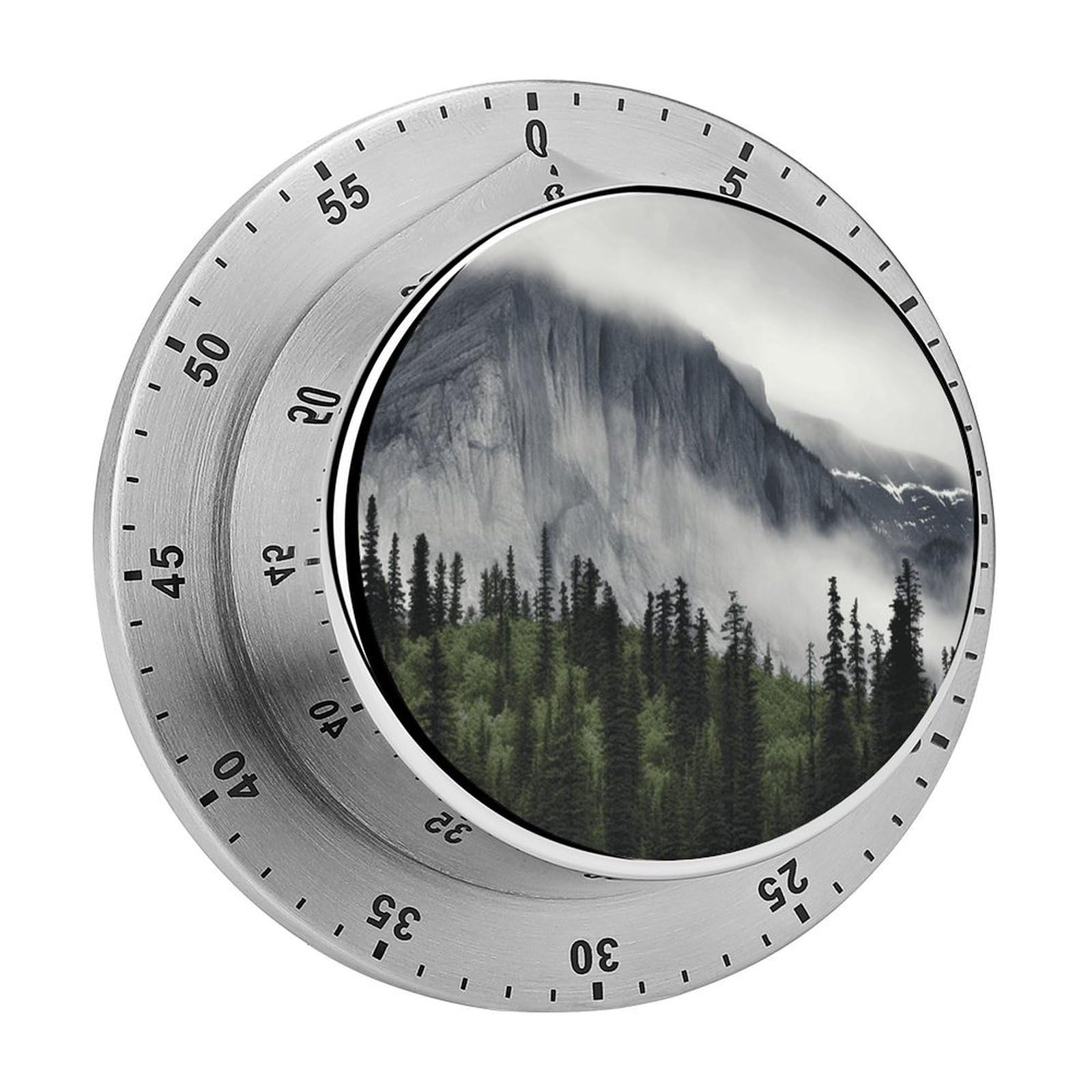 Canadian Smokey Mountain Cliff Timer Exquisite Stainless Steel Body Mechanical Desk Timers 60 Minutes Visual Countdown Timers with Magnetic Backing Loud Alarm Kitchen Timer for Cooking