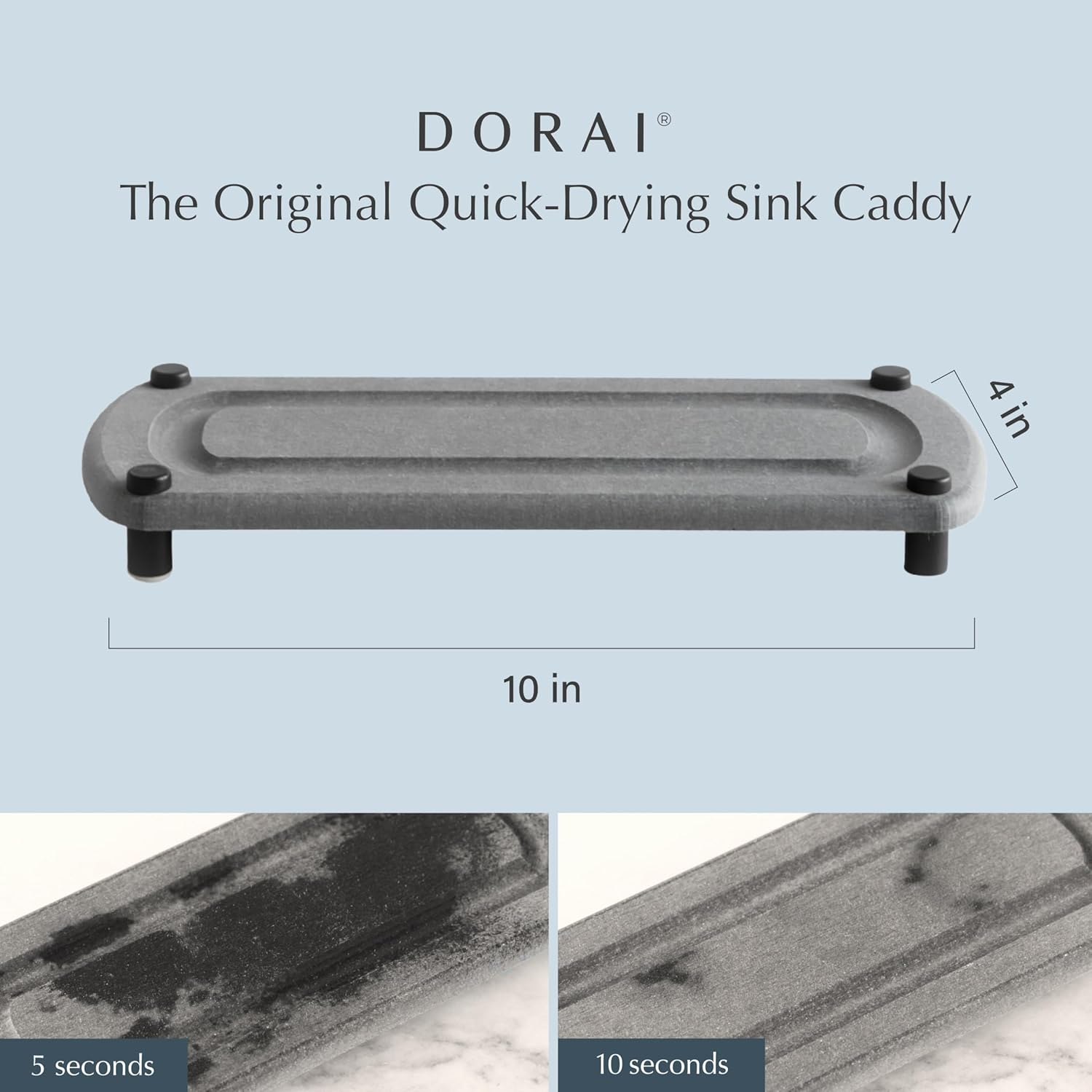 Slate Quick-Drying Stone Sink Caddy with Stainless Steel Feet