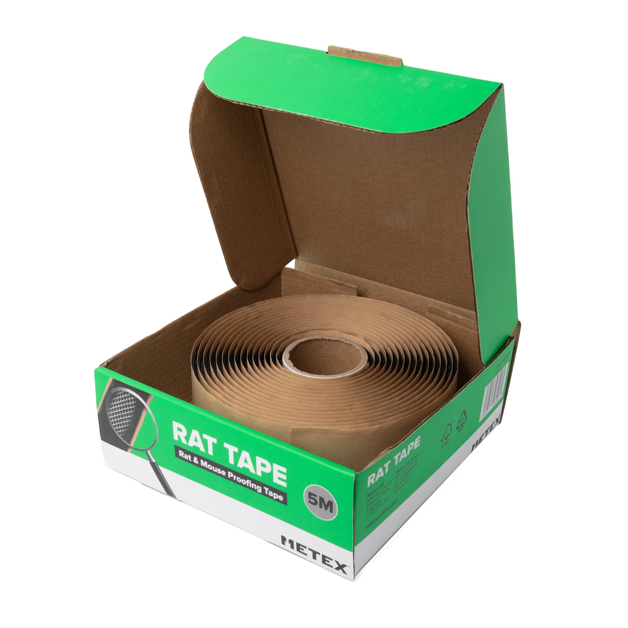Metex RatTape Rat & Mouse Pest Proofing Tape - 5 Metre Roll With Stainless Steel Mesh Inside. Chew Proof, Creates A Waterproof, Sealed Surface Over Cracks & Holes.