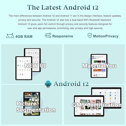 Miniatura 2 de Tablet Android 12 con teclado de 10 pulgadas, 2 en 1, incluye estuche lápiz óptico OTG, 4 GB de RAM+64 GB de ROM, batería de 6000 mAh, cámara dual,