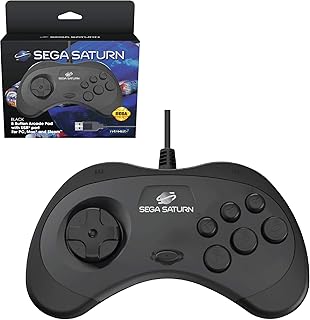 Retro-Bit Official SEGA Saturn USB Control Pad for PC, Mac, Steam, RetroPie, Raspberry Pi - USB Port - Black