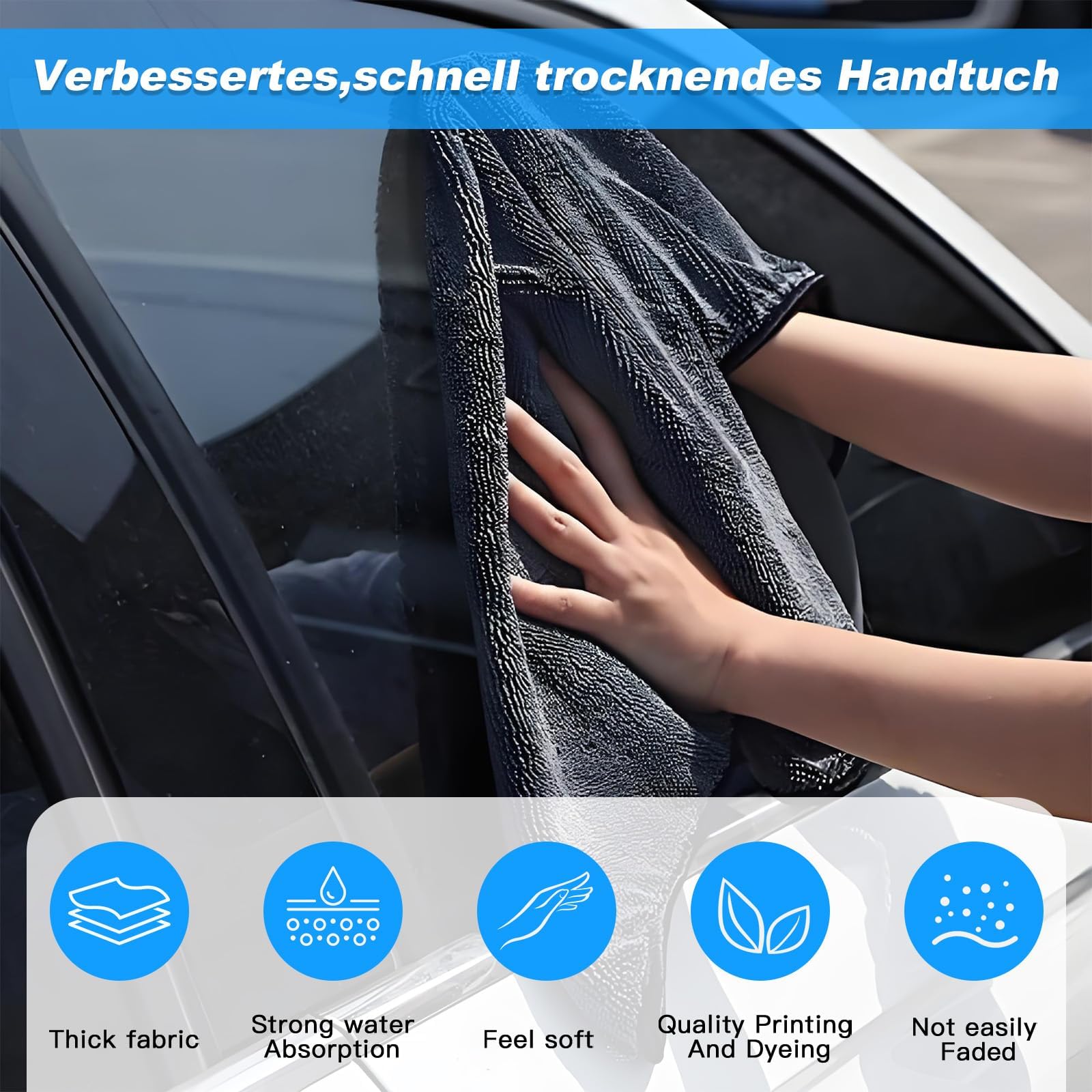 3 Stück Water Ja-ke Wundertuch, Waterjake Ultra-Wipes Trockentuch Dusche, Super Saugfähig, Microfibre Car Cleaning Cloth, Trockentücher