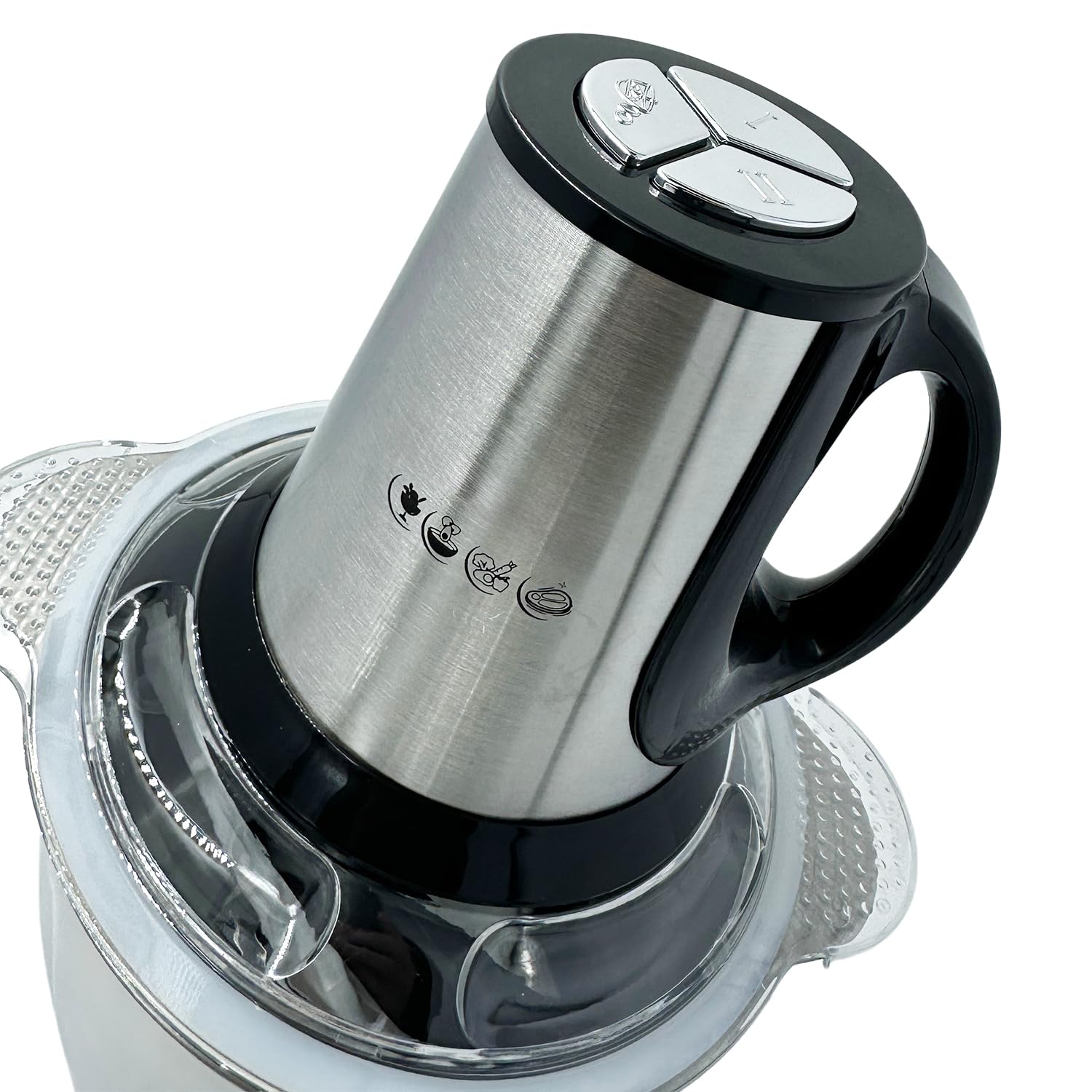 Hachoir à viande électrique 500 W en acier inoxydable avec capacité de 3 L – 2 niveaux de vitesse, protection contre la surchauffe, 4 lames en acier pour viande, légumes et fruits