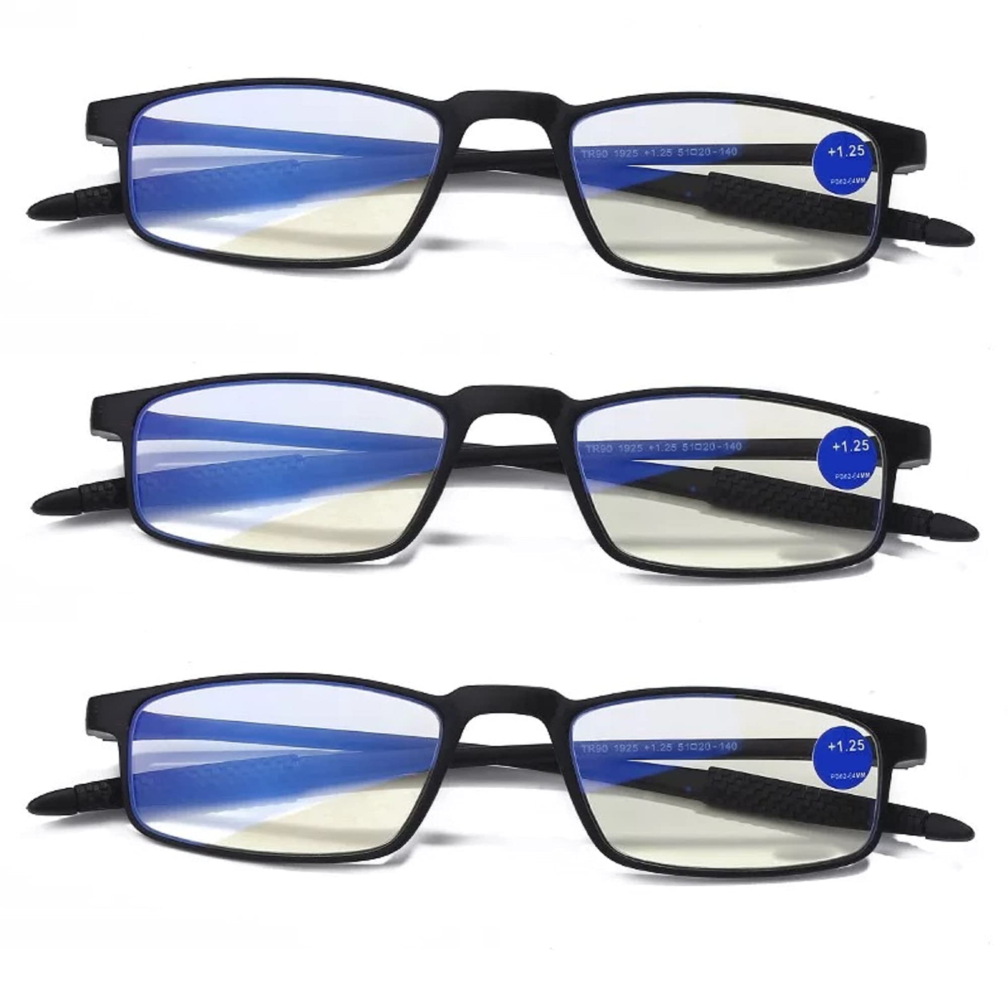 AUGEN Blue Block TR-90 Unisex Free Size Black Reading Glasses With Case (+4.00, Pack of 3) (B097HDVVDJ) Amazon Price History, Amazon Price Tracker