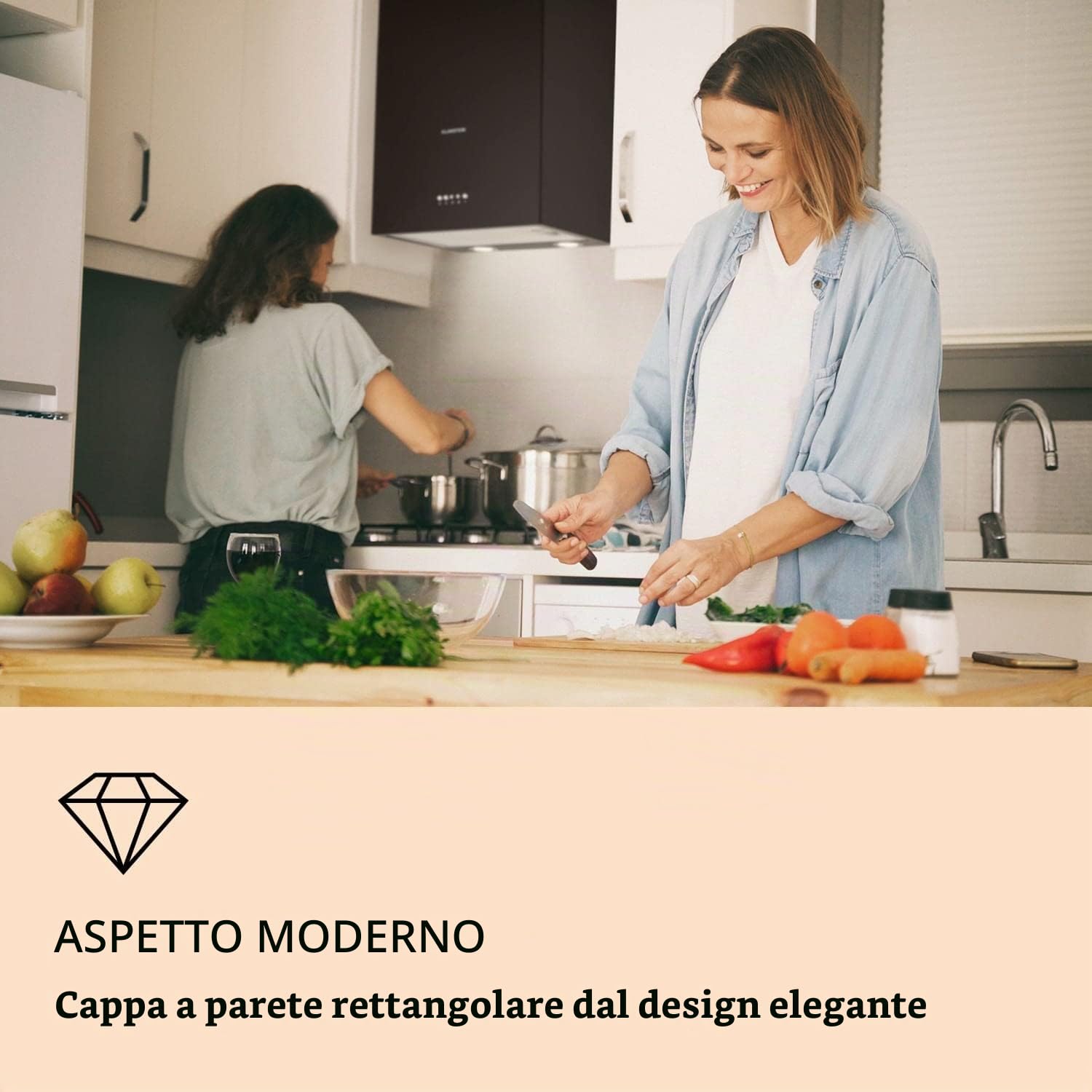 Klarstein Monumenta - Cappa aspirante a parete, funzione di scarico/ricircolo, capacità aspirante di 559m³/h, acciaio inox, 2 x filtri a carboni attivi, alluminio