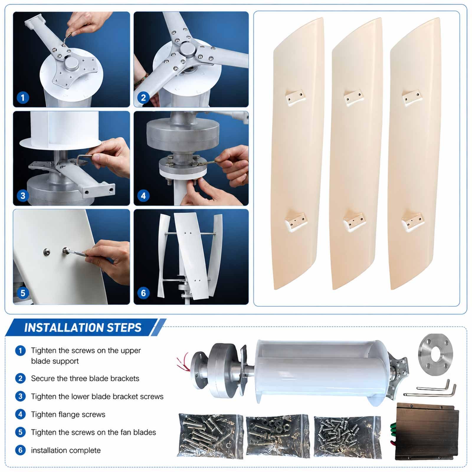 20.000 W Home Asse Verticale Kit Turbina Eolica Levitazione Magnetica Generatore di Turbina Eolica Portatile per Campeggio/Barca/Capannone