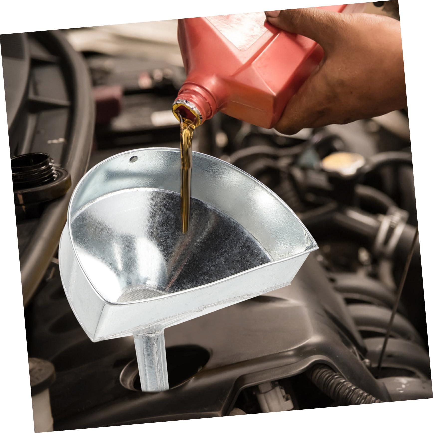 Imbuto Carburante a Bocca Ampia in Ferro Filtro in Rete in Acciaio Inox, Imbuto per Olio Motore e Carburante per Veicoli e Motociclette, Accessorio per Rifornimento Auto e Camion