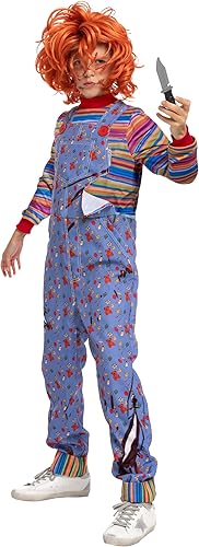 Spooktacular Creations Disfraz de Chucky de Halloween para niño, disfraz de muñeca de película de terror poseído para fiesta de disfraces para niños