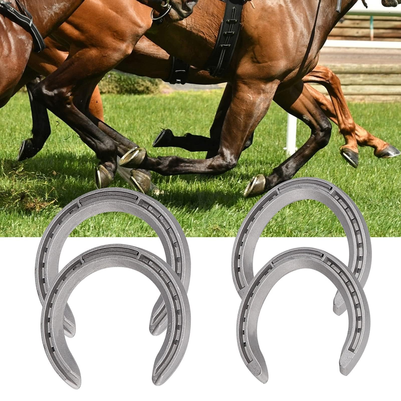 Zerodis Fer à Cheval en Alliage d'Aluminium, Kit de 4 Pièces, Antidérapant, Résistant à l'usure, pour Courses de Chevaux et Équitation