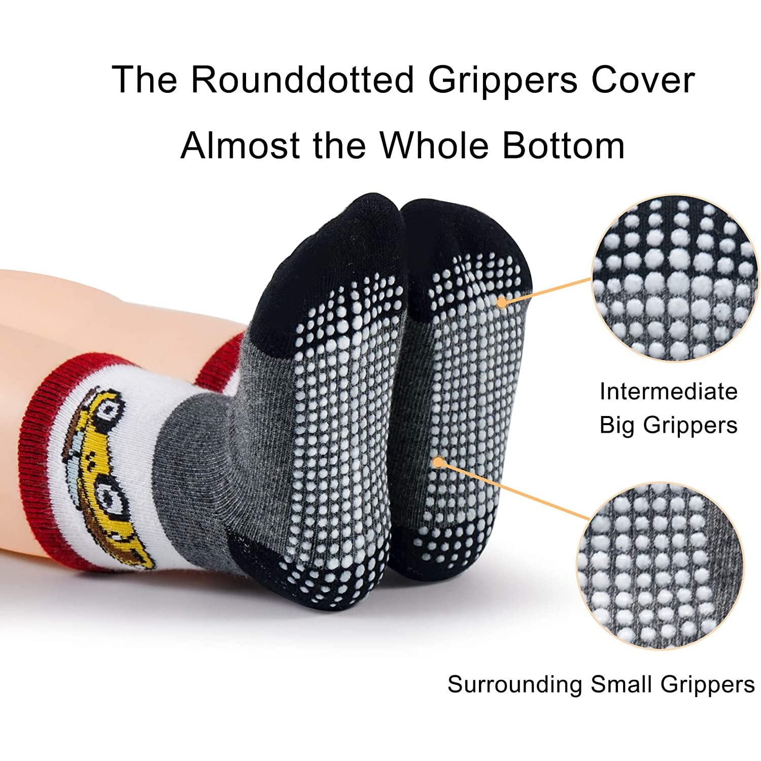 FIMALIA Organic Cotton Anti-Skid Socks Non Slip Kids Toddler Socks with Grip | (Pack of 4,6 &12 Pair) (Color & Print May Vary) (0 to 5 years size) (IN, Age, 2 Years, 3 Years, 4 Pair (Girls)) 1