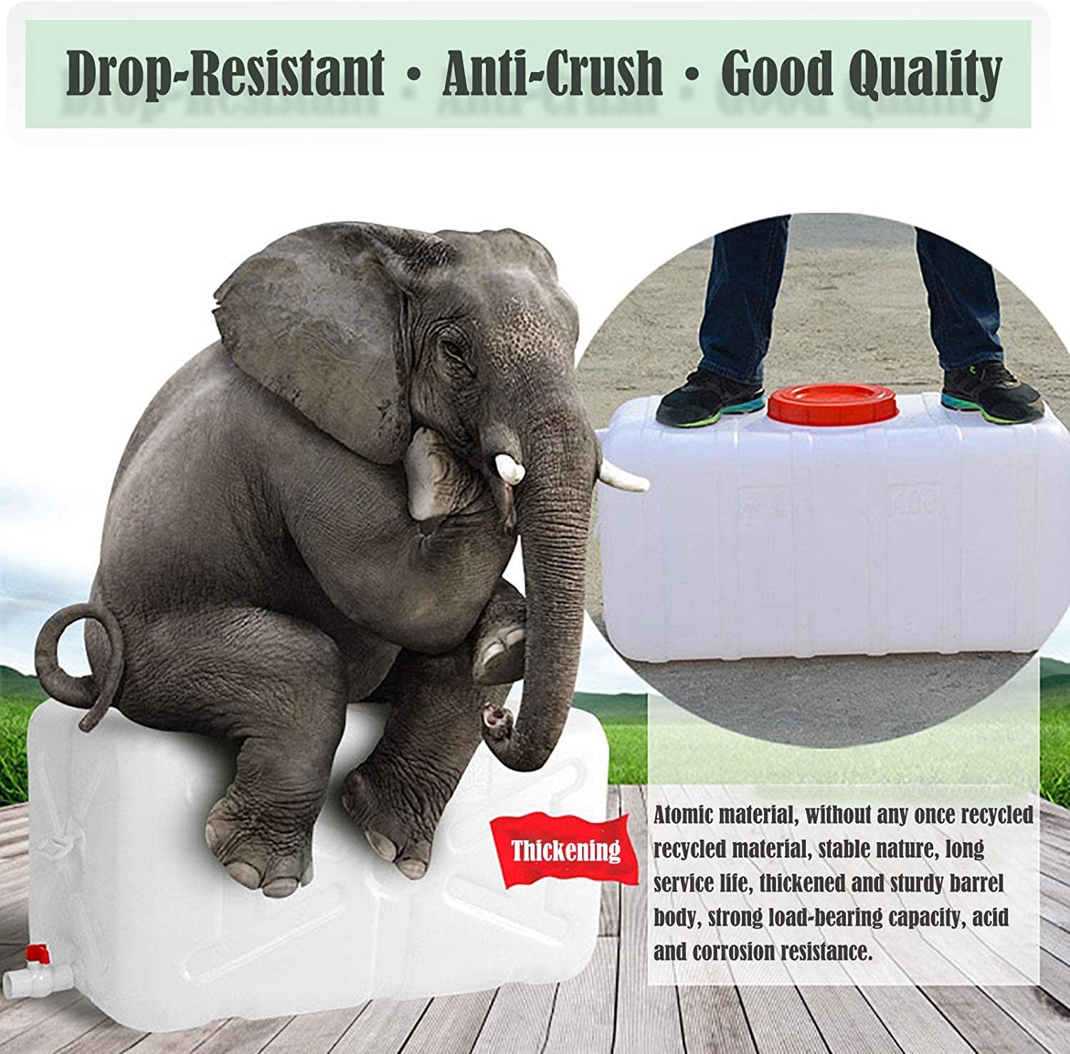 Con Serbatoio Stoccaggio dell'Acqua Portatile Rubinetto Contenitore Stoccaggio dell'Acqua Plastica Spessa Contenitore Barilotto dell'Acqua Emergenza Serbatoio (Size : 150L)