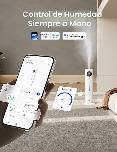 Miniatura 4 de Dreo HM735S - Humidificador inteligente de 11 L, habitación grande, 700 pies cuadrados, humidificadores de aire de niebla fría 100H para dormitorio,
