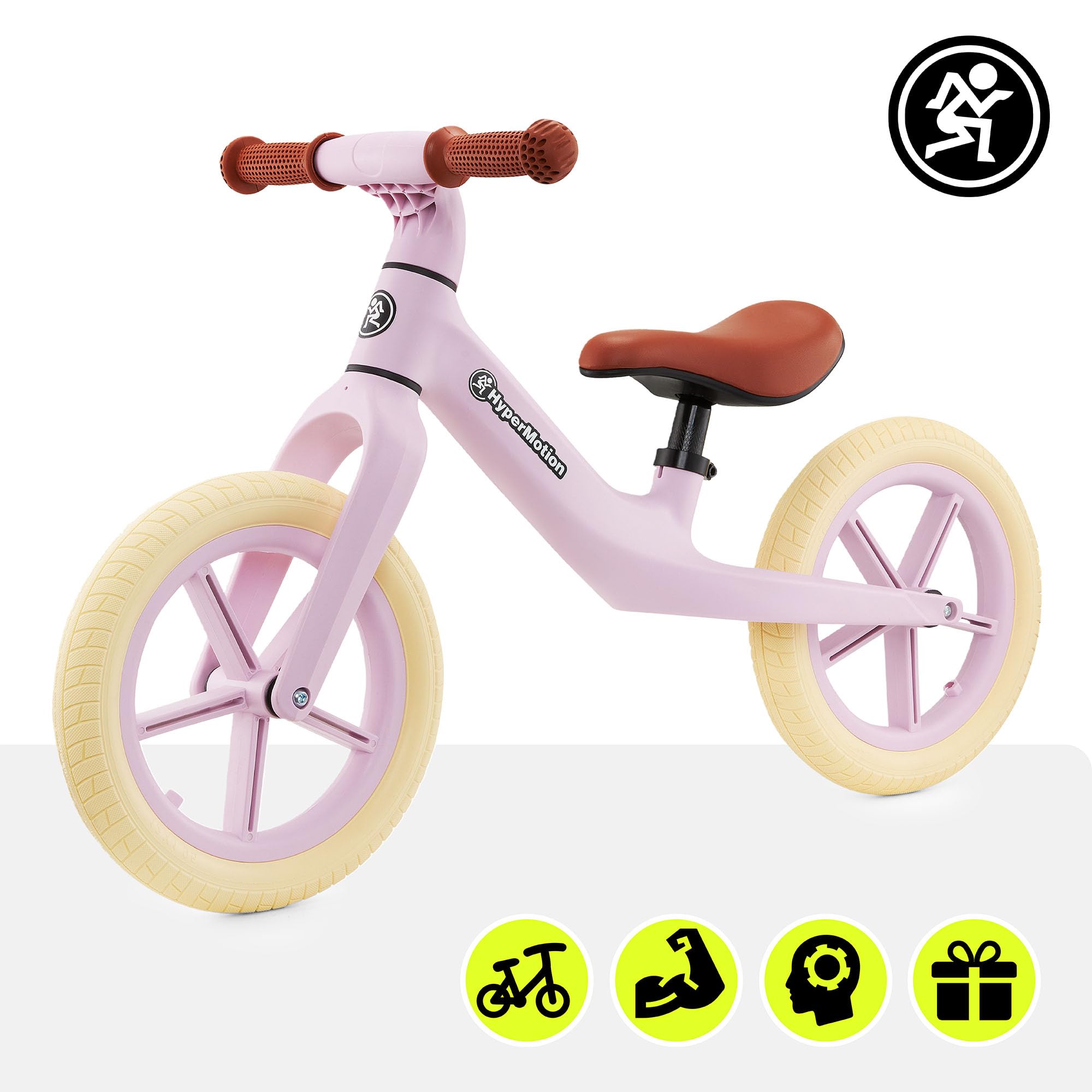 HyperMotion Marcelo Bicicletta Senza Pedali Balance Bike 12 Pollici con Ruote PU Antiforatura, Sella Regolabile e Bloccasterzo, per Bambini da 18 Mesi, Resistente fino a 50 Kg, Montaggio Facile, Rosa