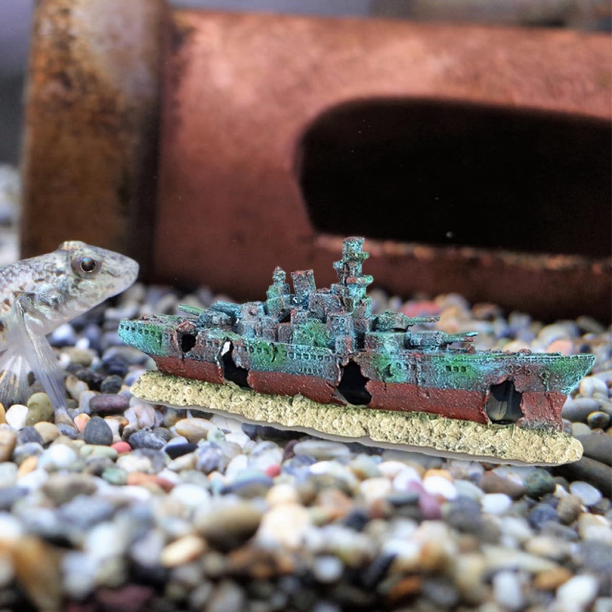 DOITOOL Realistische Verblassungsbeständigem Design Schiffswrack Dekoration Aquarium aus Kunstharz mit Hoher Detailtreue und Verschiedene Aquarium Themen und Fischbecken