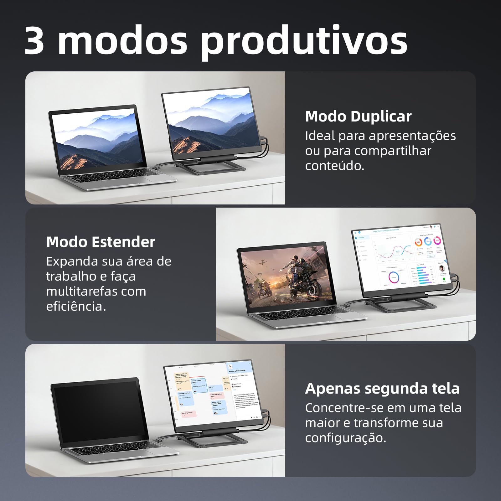 Bettdow Monitor Portatil 16'', FHD 2.5K 120Hz Monitor Portátil Com