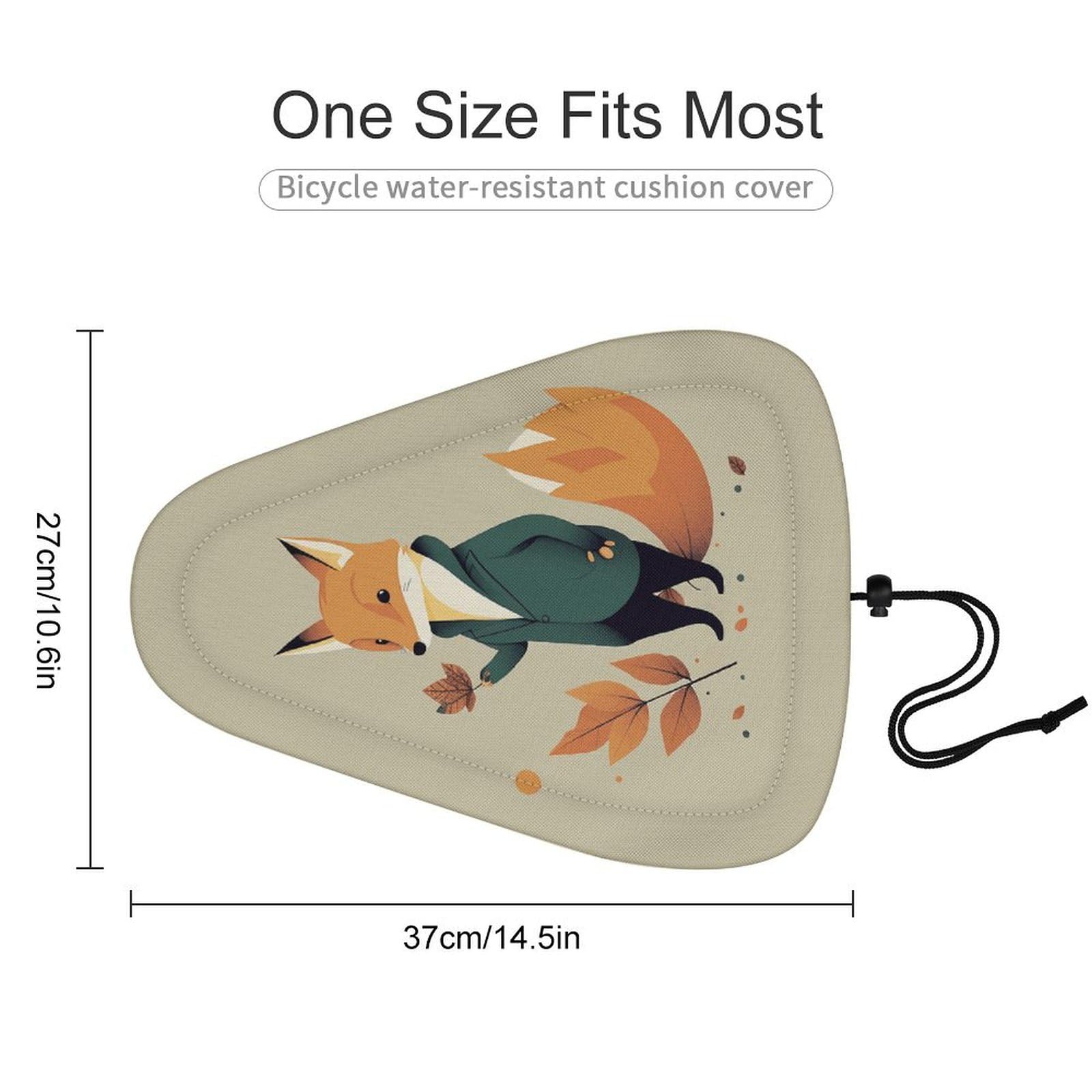 A Cartoon Fox Bike Seat Cover for Men Women, Waterproof & Dustproof Bike Seat Cushion with Drawstring, Adjustable Bicycle Saddle Cover for Or Rain & Sun Protection