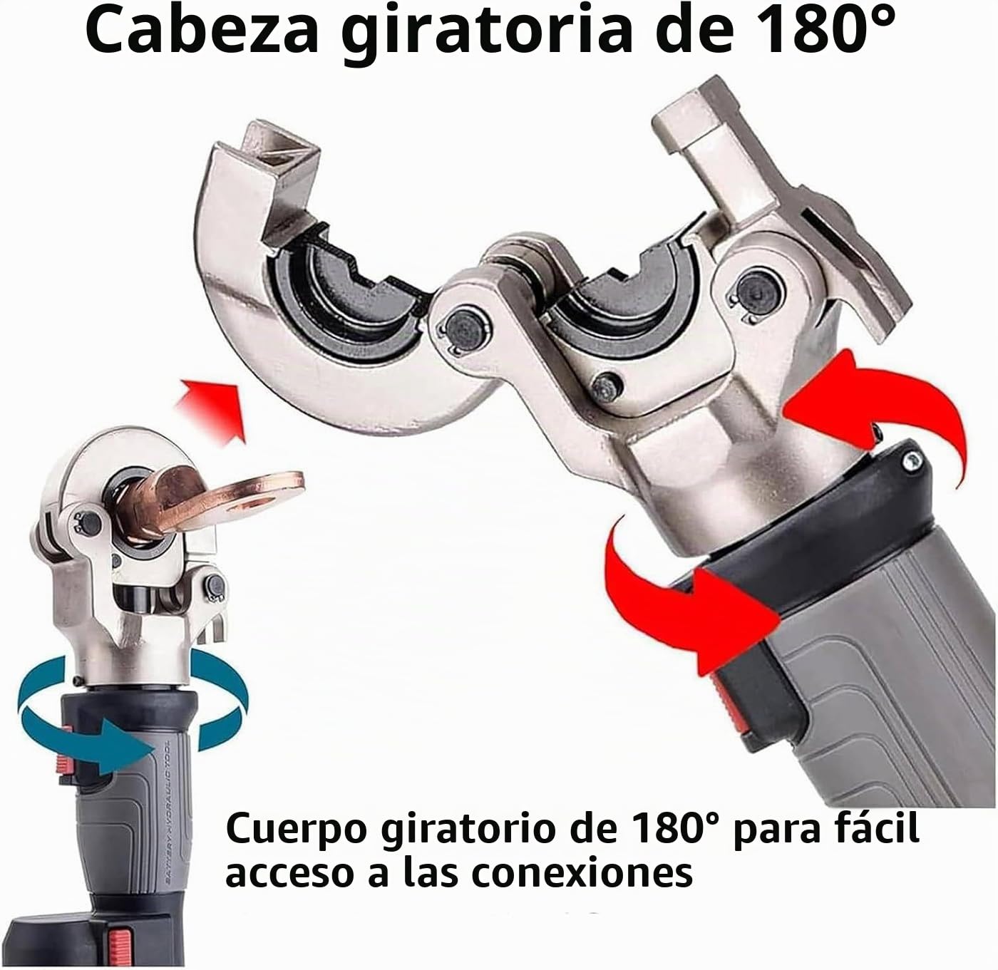 Prensa Multicapa Bateria,Prensa Multicapa Electrica,Alicates De Crimpado Eléctricos Con Abrazadera Hidráulica Recargable de 18 V/2,5 Ah,Rango de ngarce 16-300 mm²