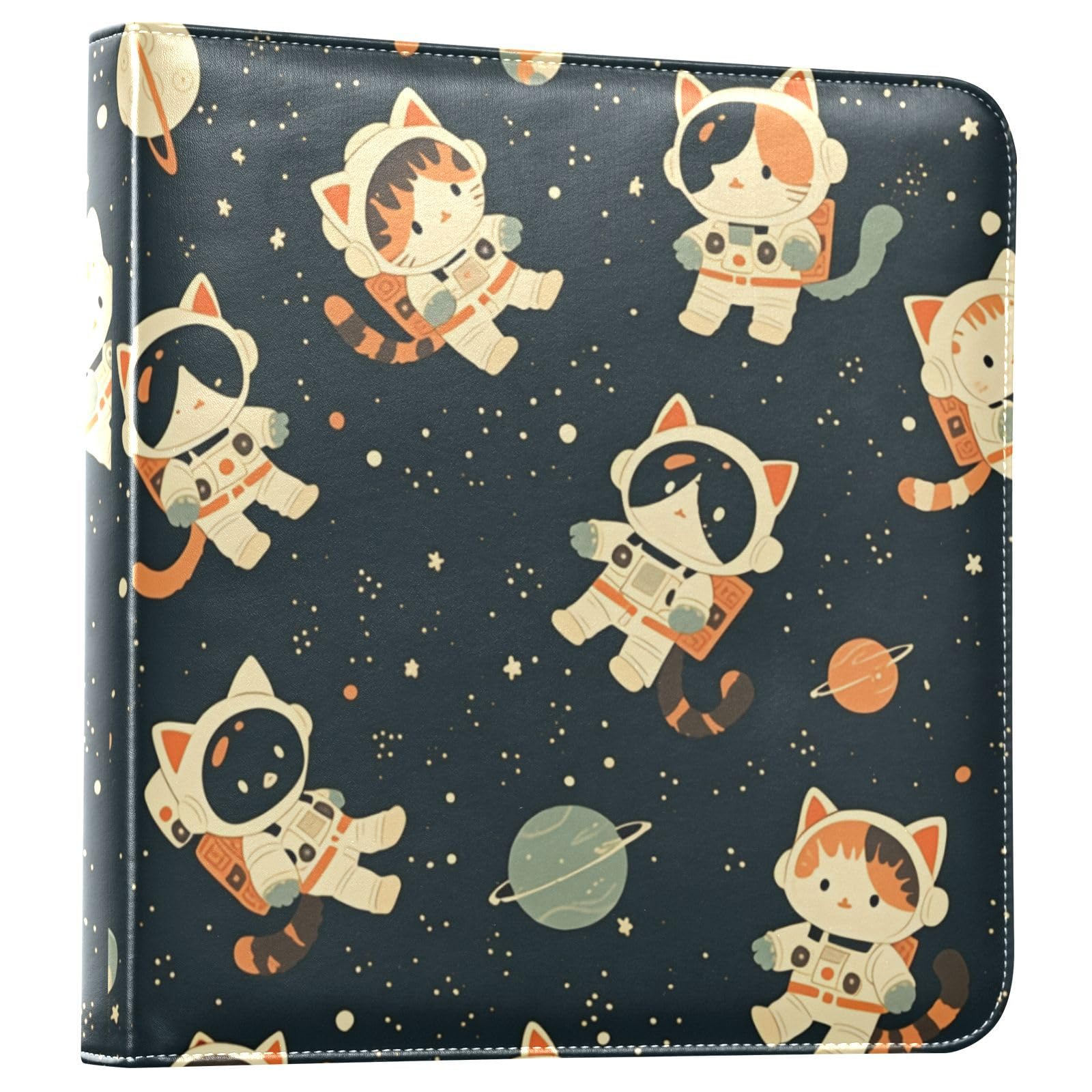 Kigai Cute Cats Photo Album Self Adhesive Scrapbook Album Leather Cover DIY Picture Scrap Book with 20 Adhesive Sheets, 11.8x24x0.8 inch