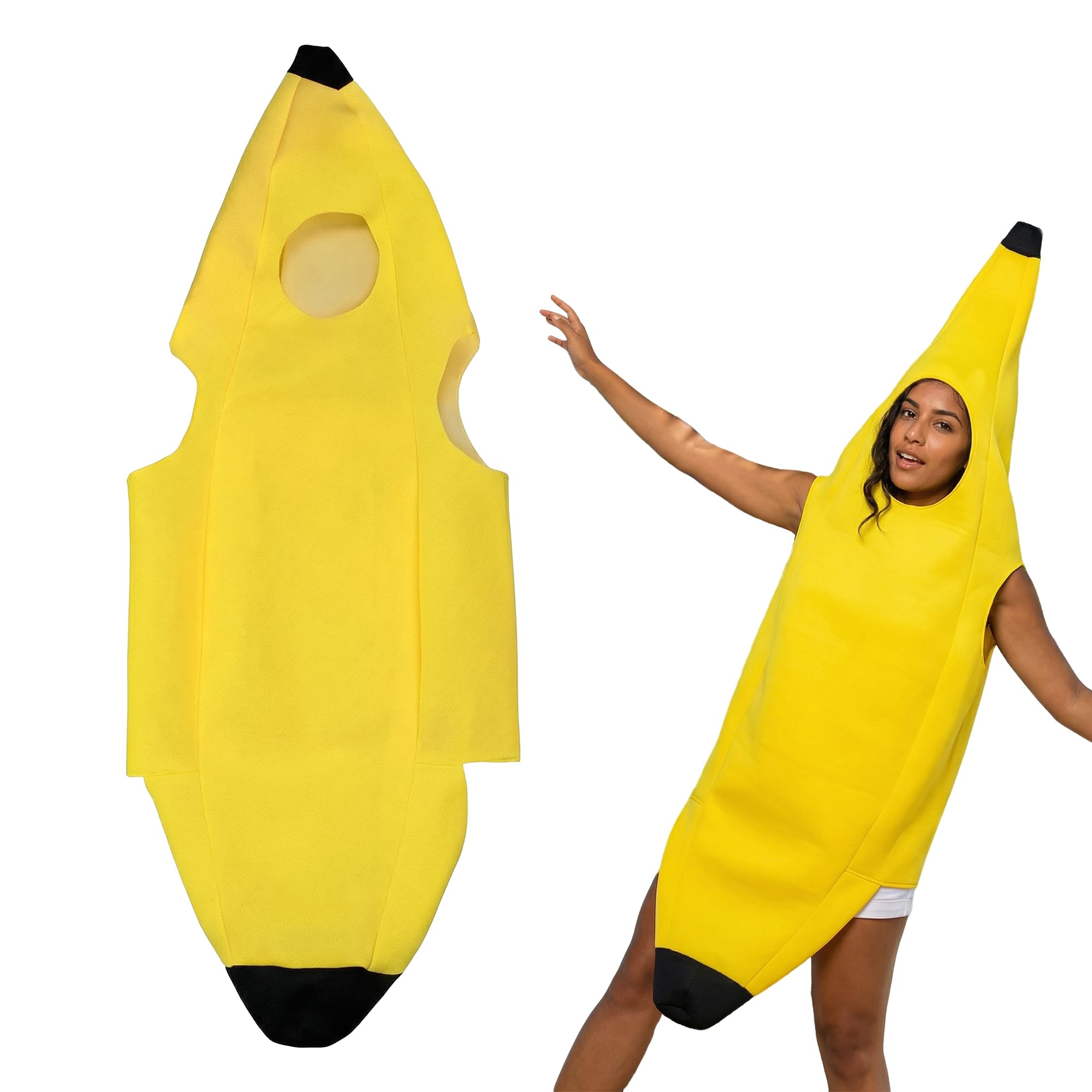 Yellow Banana Fruit Fancy Dress Costume, Unisex One Size Adult Party Outfit