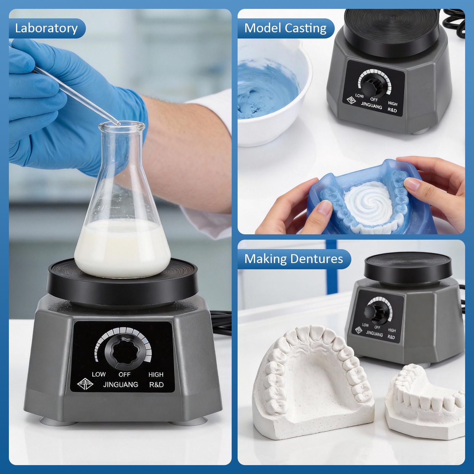 Oscillatore Dentale, 4" 220V 100W Per Gesso Oscillatore Elettrico Velocità Regolabile Attrezzatura Da Laboratorio Odontotecnico Per Miscelazione Fusione Modellazione E Fusione Di Resina