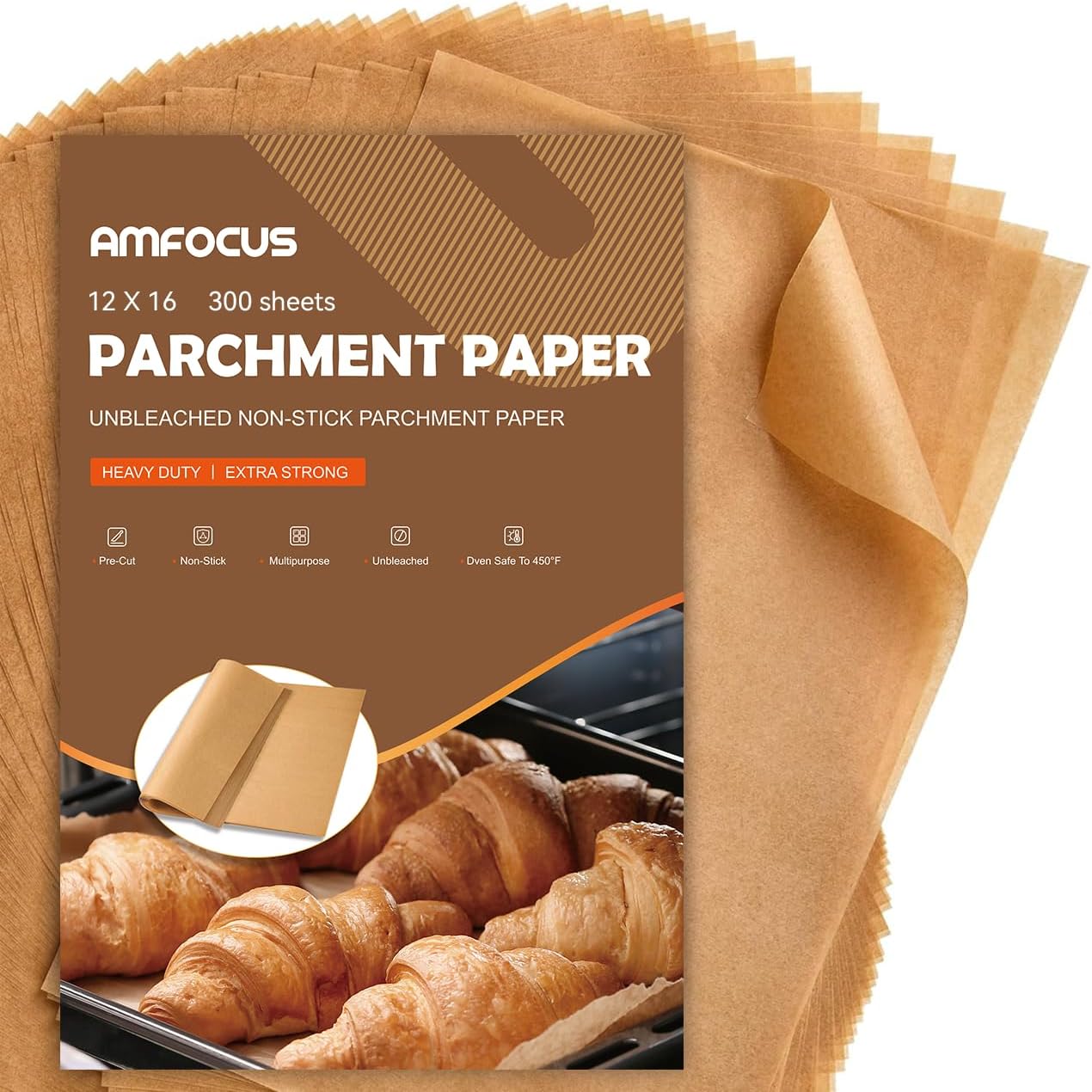 300PCS Parchment Paper Baking Sheets for Oven - 12 x 16 Inches Non-Stick Precut Baking Parchment Paper Sheets for Baking, Cooking, Grilling, Air Fryer & Steaming - Unbleached, Fit for Half Sheet Pans 12*16-300pcs