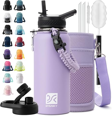 Insulated Water Bottle | Thickened Stainless Steel Vacuum Metal | Portable Sports Water Jug for Gym and Hiking with Straw, Carrier Bag, Handle Strap | BPA-Free 32 oz