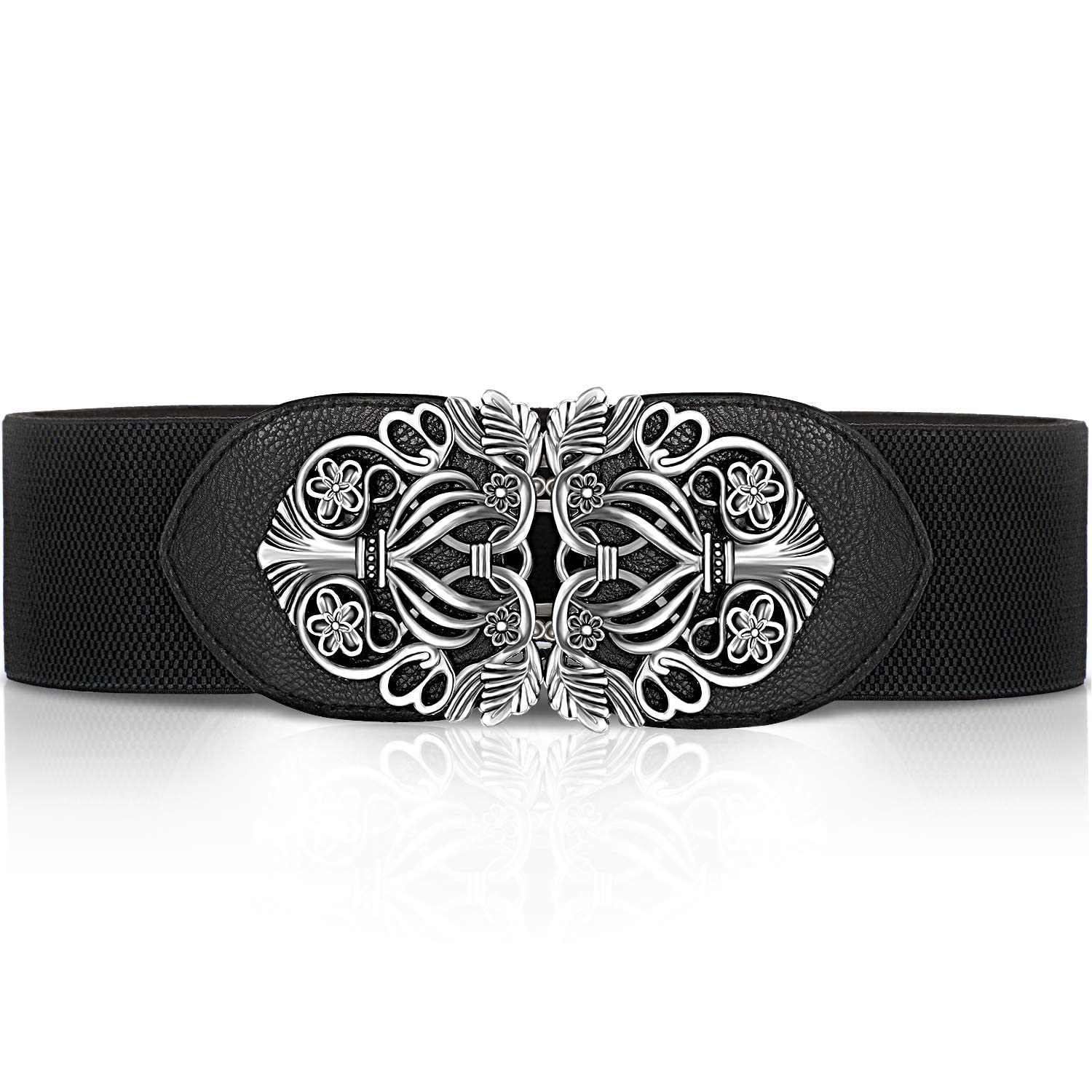 Women Elastic Belt for Women Dresses Fashion Ladies Corset Belt, Stretchy Waistband Waist Belt for Dress Sweater Jacket Jumpsuit (Black)-image-0