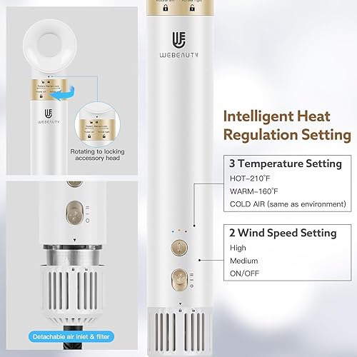 Miniatura 5 de webeauty - Cepillo secador de pelo webeauty 5 en 1 - Juego de cepillos de aire caliente profesionales de un solo paso para secado rápido, secado de