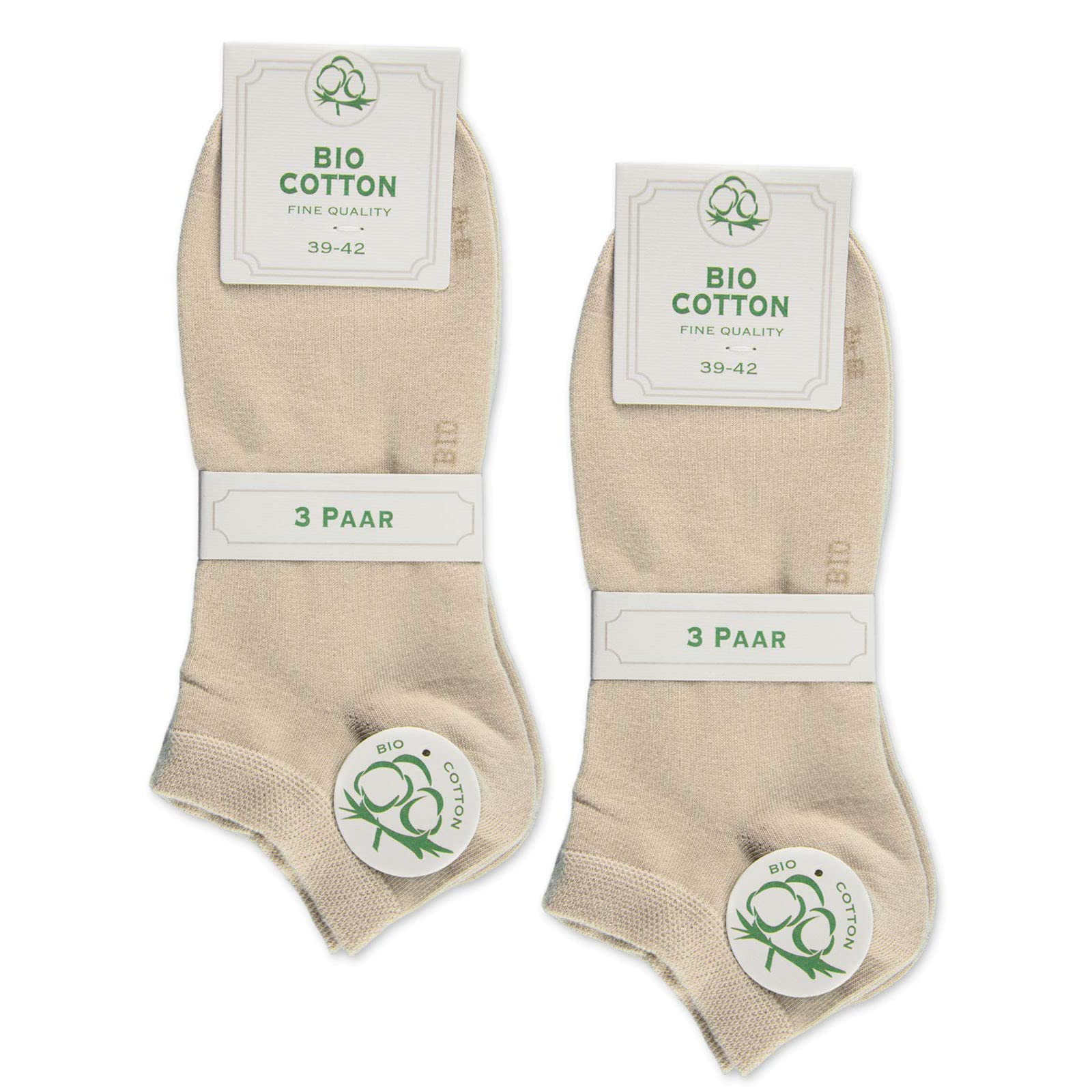 sockenkauf24 6 Paar Sneaker Socken Bio Baumwolle Herren & Damen ohne Naht mit Komfortbund