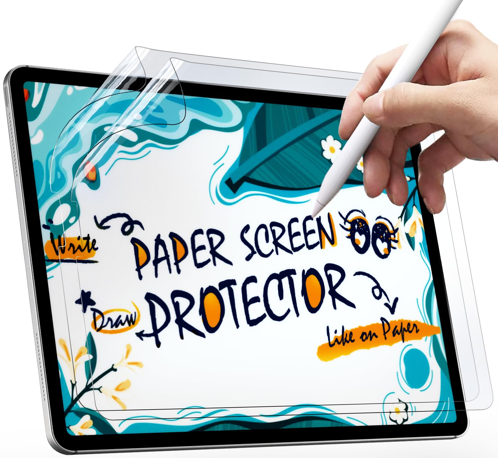 [2 Pezzi] Pellicole Protettive di Carta PET per iPad Pro 12.9", Like Paper Compatibile con iPad pro 12.9" (2018, 2020 e 2021), Pellicola Carta Opaca per Disegnare Crivere, Anti-impronta/riflesso