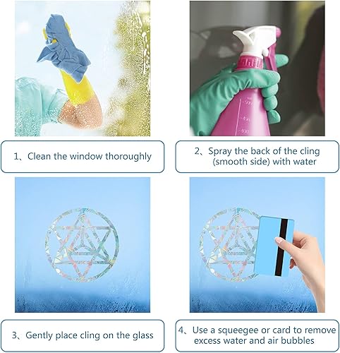 Miniatura 3 de GORGECRAFT 16PCS Sacred Geometry Window Clings Flower of Life Anti Collision Rainbow Glass Alert Stickers for Birds Strike Decals Non Adhesive