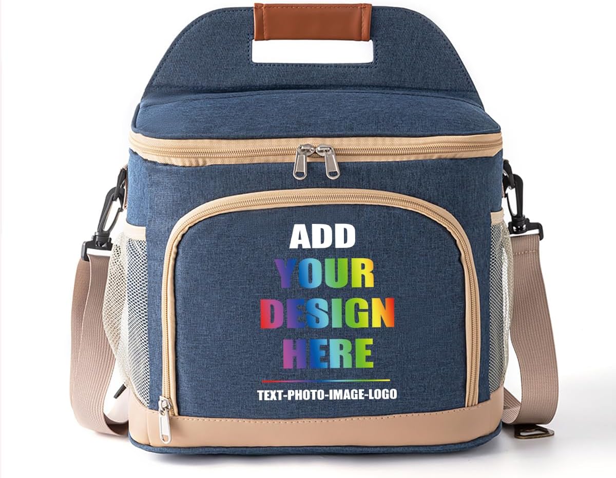 SMALL COLOR Custom Insulated Lunch Bag For Men Women Cooler Box With Print Your Logo/Text/Photo (Black)