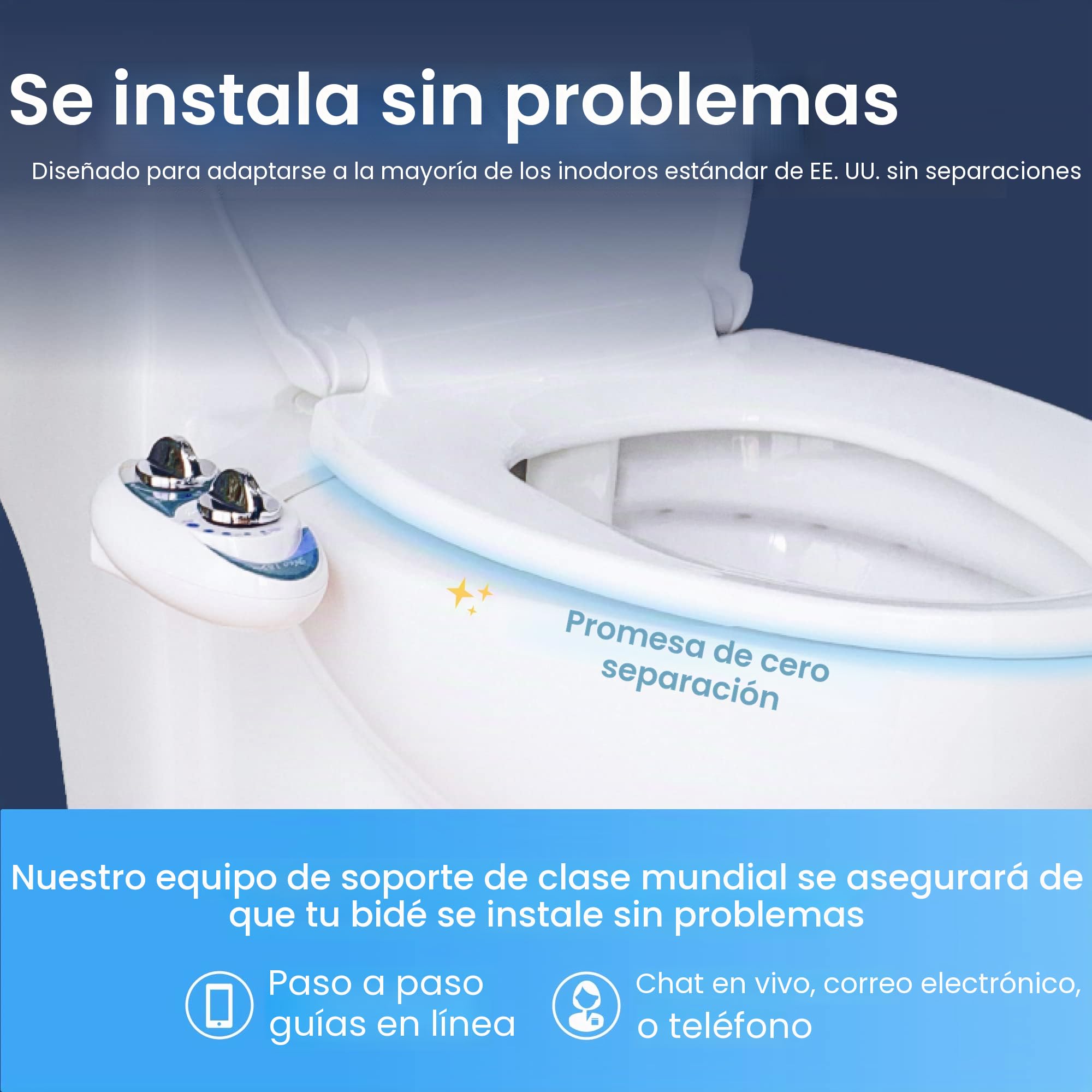Luxe bidé Neo 180 – Self boquilla de limpieza doble – agua dulce no eléctricos mecánica bidé para inodoro fijación (blanco y blanco) | Boquilla doble, autolimpieza, presión de agua ajustable, lavado trasero y femenino, con control de palanca