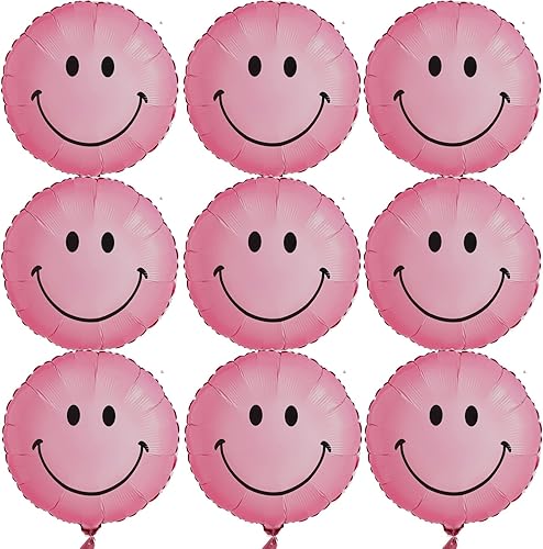 Miniatura 3 de Paquete de 10 globos de papel de aluminio Mylar de cara sonriente de 18 pulgadas para decoraciones de feliz cumpleaños (amarillo)