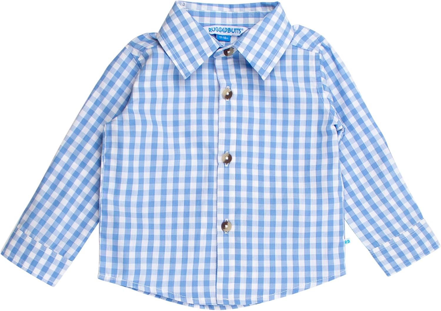 RUGGEDBUTTS® Boys Solid Cotton Long Sleeve Button Down Shirt with Button Tabs