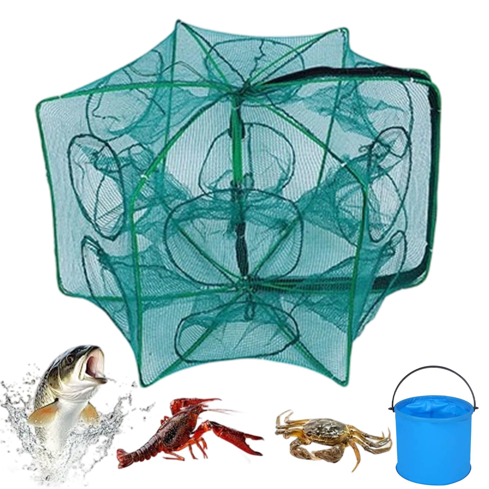 Automatic Foldable Strengthened Fish Catcher, 2026 New Hand Cast Magic Fishing Bait Trap, Portable 6 Hole Smart Bait Fishing Net for Catching Shrimp, Crab, Minnow, Crayfish, Lobster (12 holes)