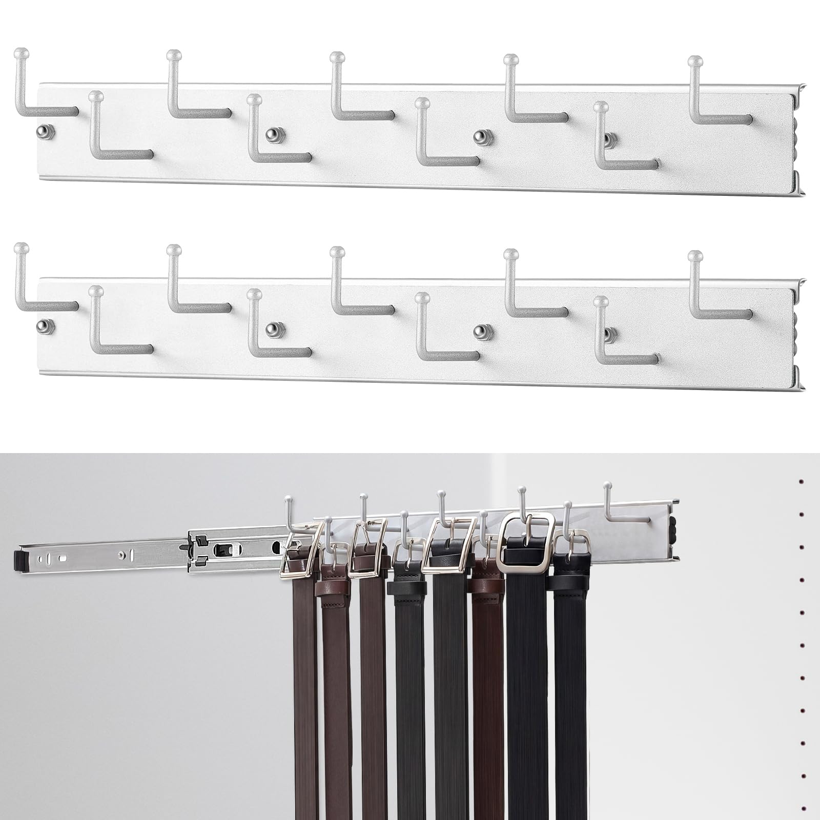 Photo 1 of Blulu Sliding Tie Rack Hanger, Silver