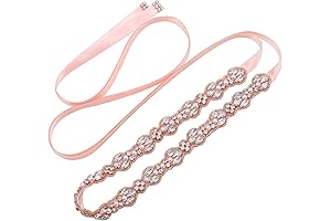 Women's Rhinestone Wedding Sash Belt Rose Gold Crystal Bridal Belts