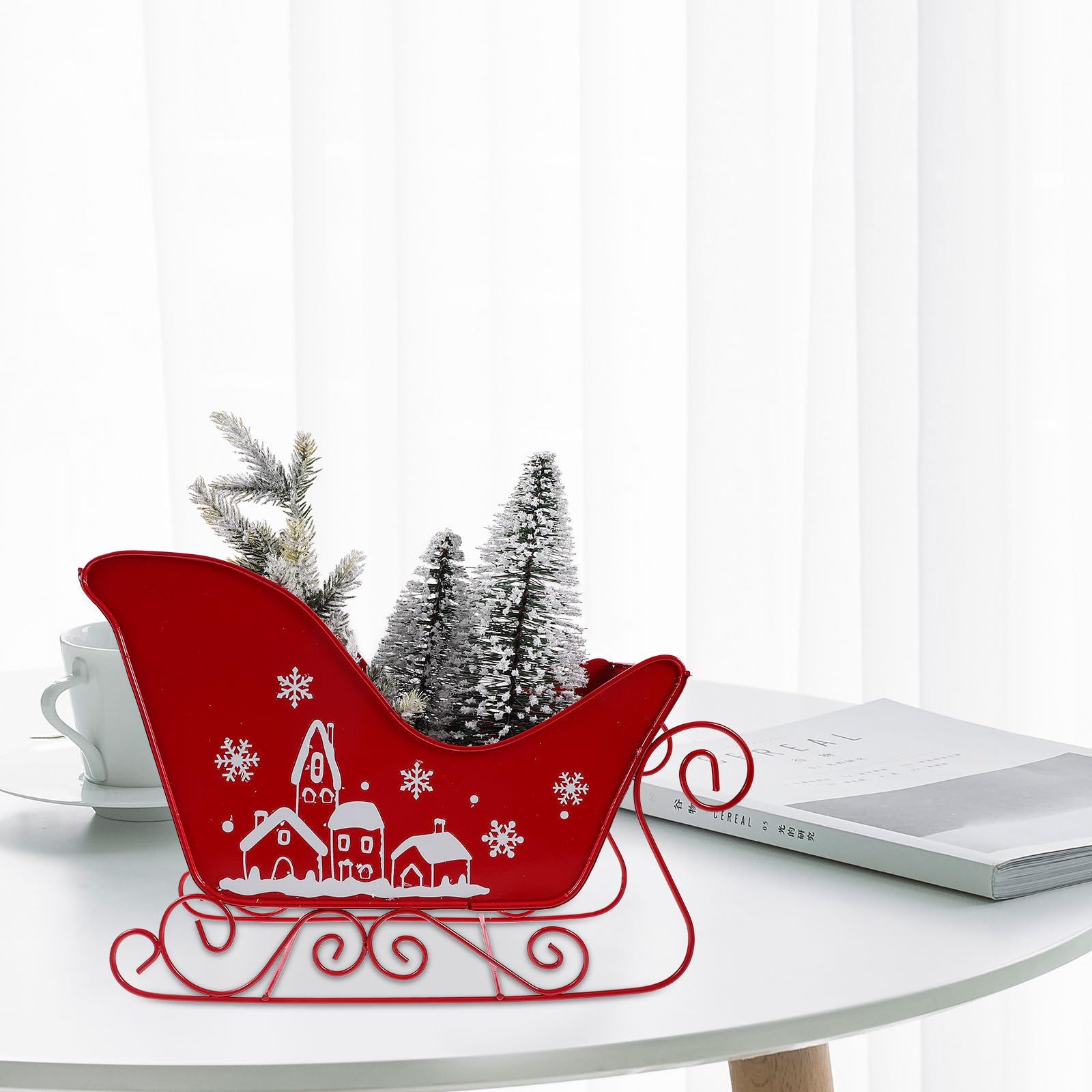 Beavorty Festlicher Weihnachtsdekoration Schlitten aus PVC und Eisen Klassische Tischdekoration und Foto Requisite für Weihnachtsfeier und Party Dekor