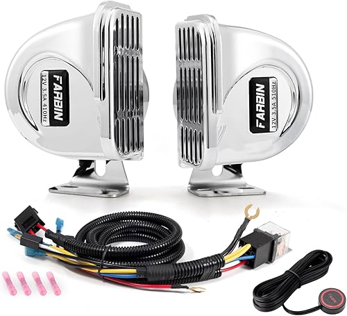 Miniatura 9 de FARBIN Bocina de acero inoxidable de tono bajo para barcos, bocina de automóvil impermeable para barcos Bocina de motocicleta súper fuerte de 12 V