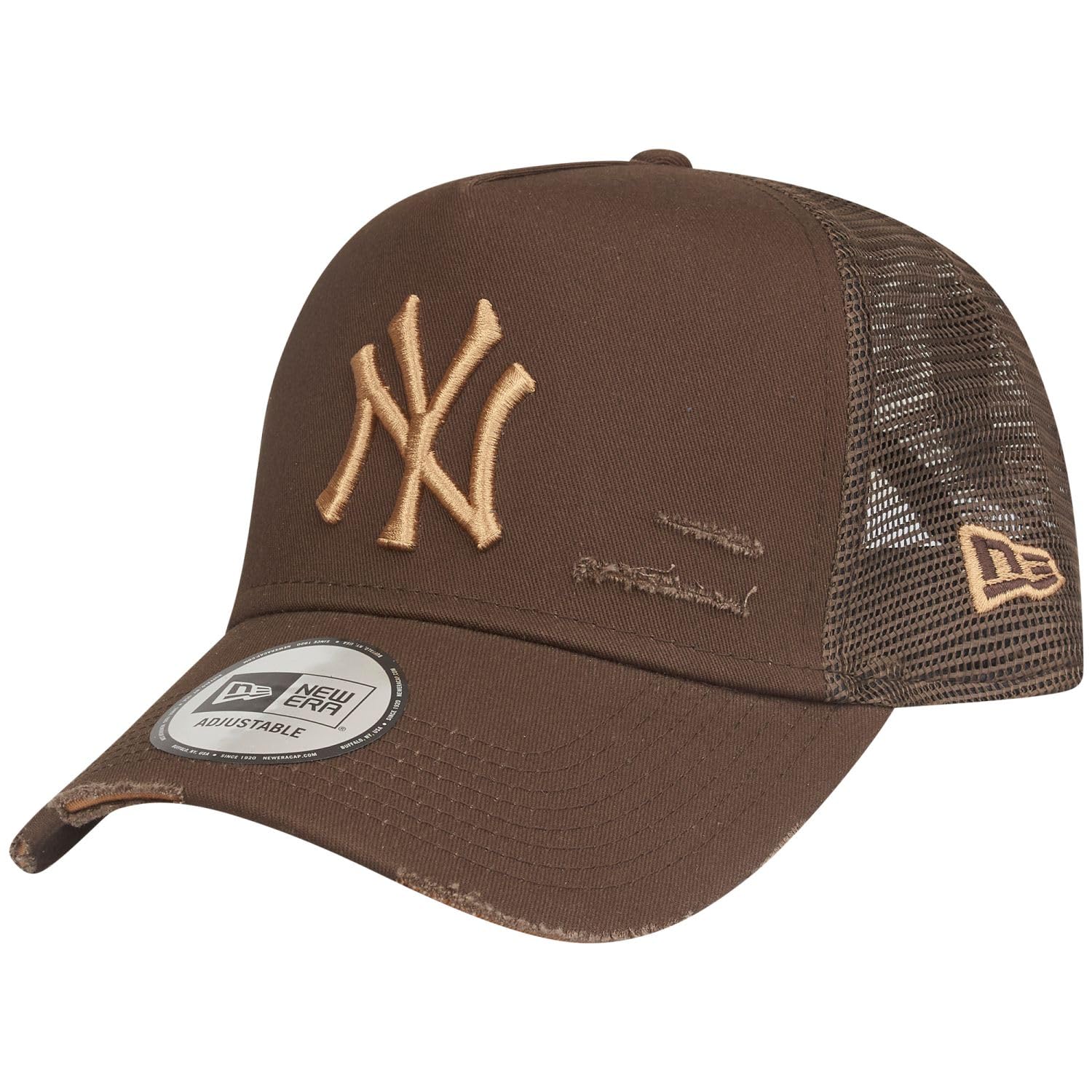 New Era Mesh Trucker Cap Distressed New York Yankees Walnut