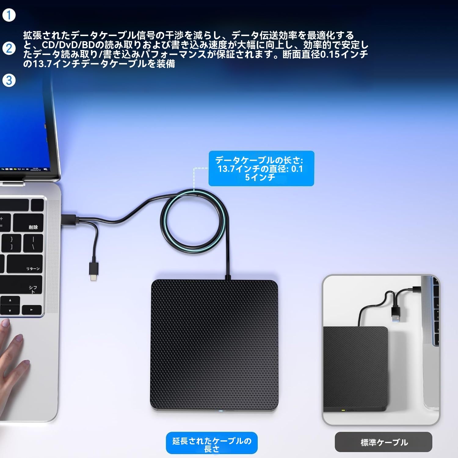 Amazon.co.jp: ブルーレイドライブ外付け blu-rayプレイヤー再生読み書