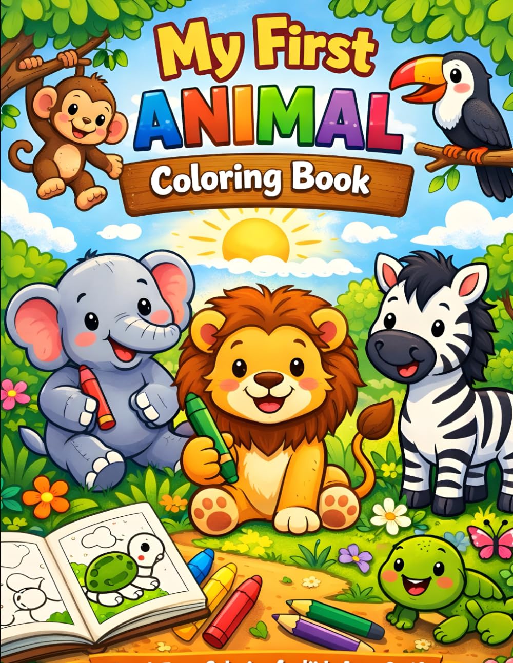 Animal Coloring Book for Kids Ages 3–6: Fun and Easy Coloring Pages for Toddlers & Preschoolers ages 3-6